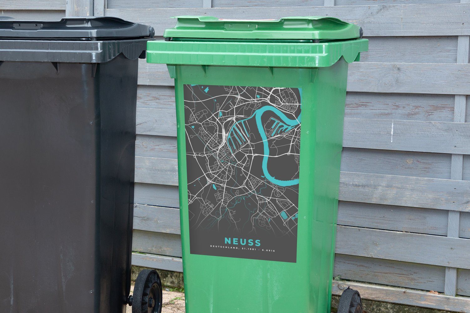 Neuss Mülltonne, Stadtplan - Wandsticker - St), Deutschland - MuchoWow Container, Karte Abfalbehälter Mülleimer-aufkleber, Sticker, (1