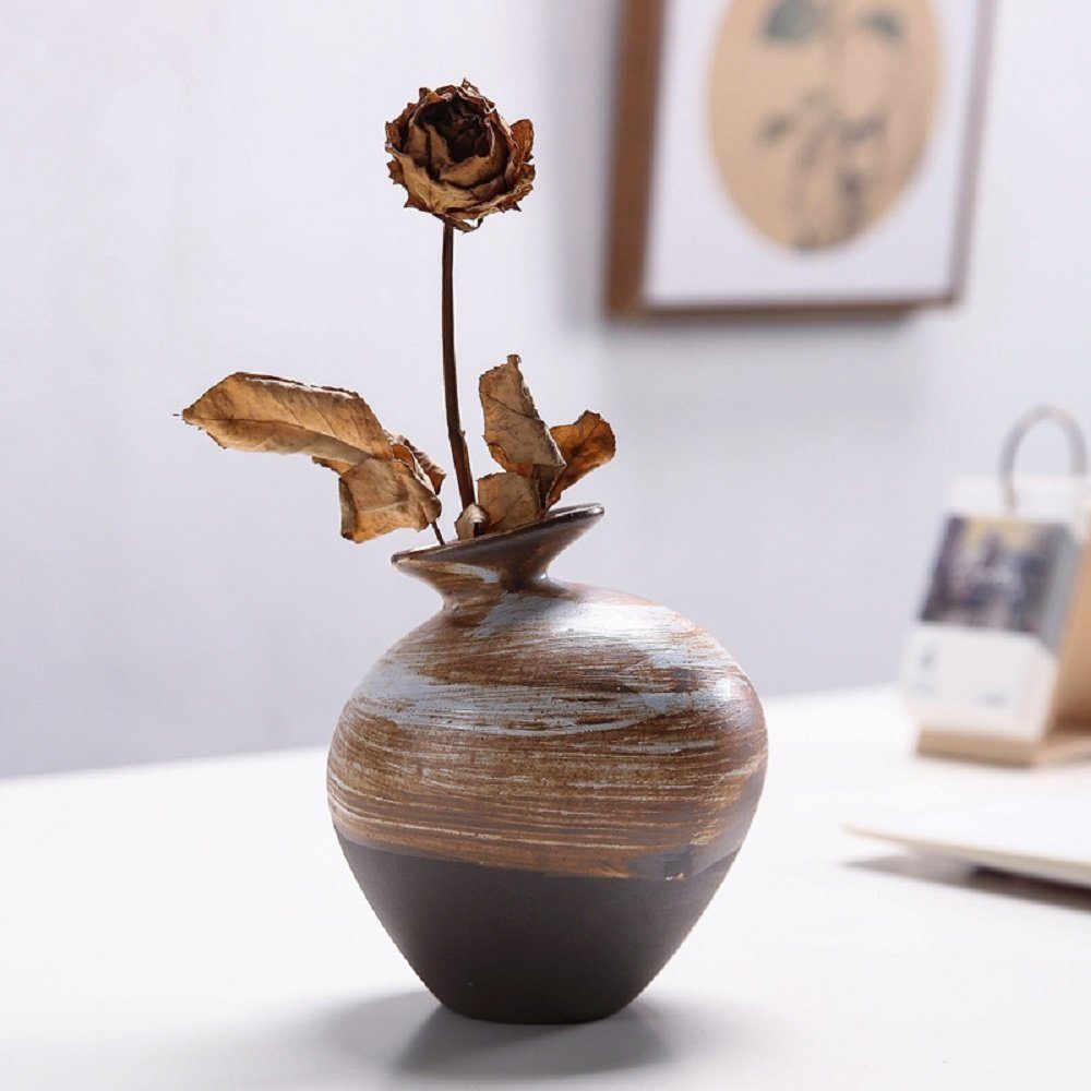 RAIKOU Dekovase Vase, (3 Kugelform Blumenvase, St) Clay, Tonvase Zimmerdekoration