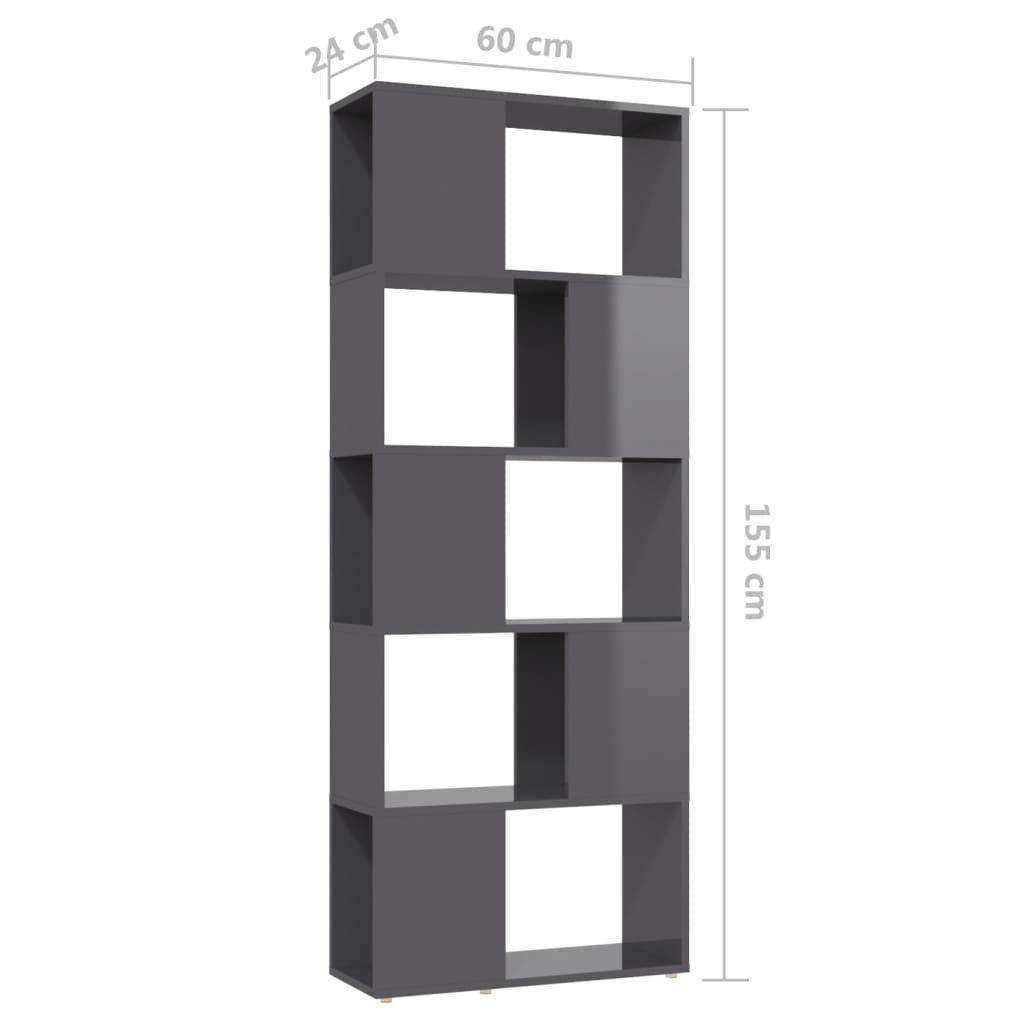 furnicato Bücherregal cm Hochglanz-Grau 60x24x155 Raumteiler