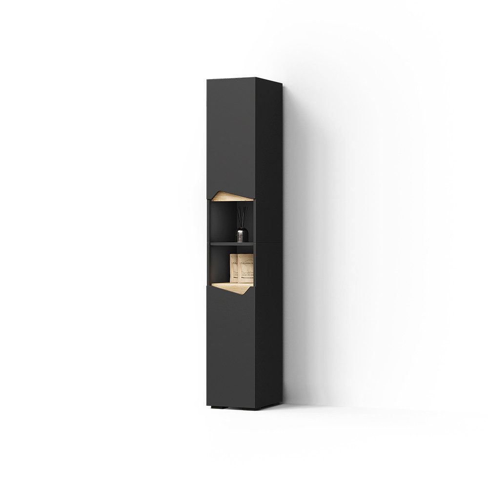 Livinity® Hochschrank Timavo, Anthrazit/Anthrazit, 30 x 180 cm mit Türen, und offenen F... (1-St)