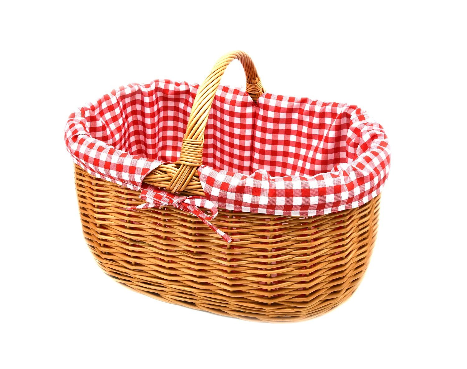 MyBer® Einkaufskorb Einkaufskorb Weidenkorb Korb geflochten 52/37/21cm (40 mit Griff), Stabiler Tragekorb aus Weide braun mit Stoffeinlage