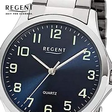 Regent Quarzuhr Regent Herren Uhr 1152406 Metall Quarz, Herren Armbanduhr rund, mittel (ca. 39mm), Metallarmband