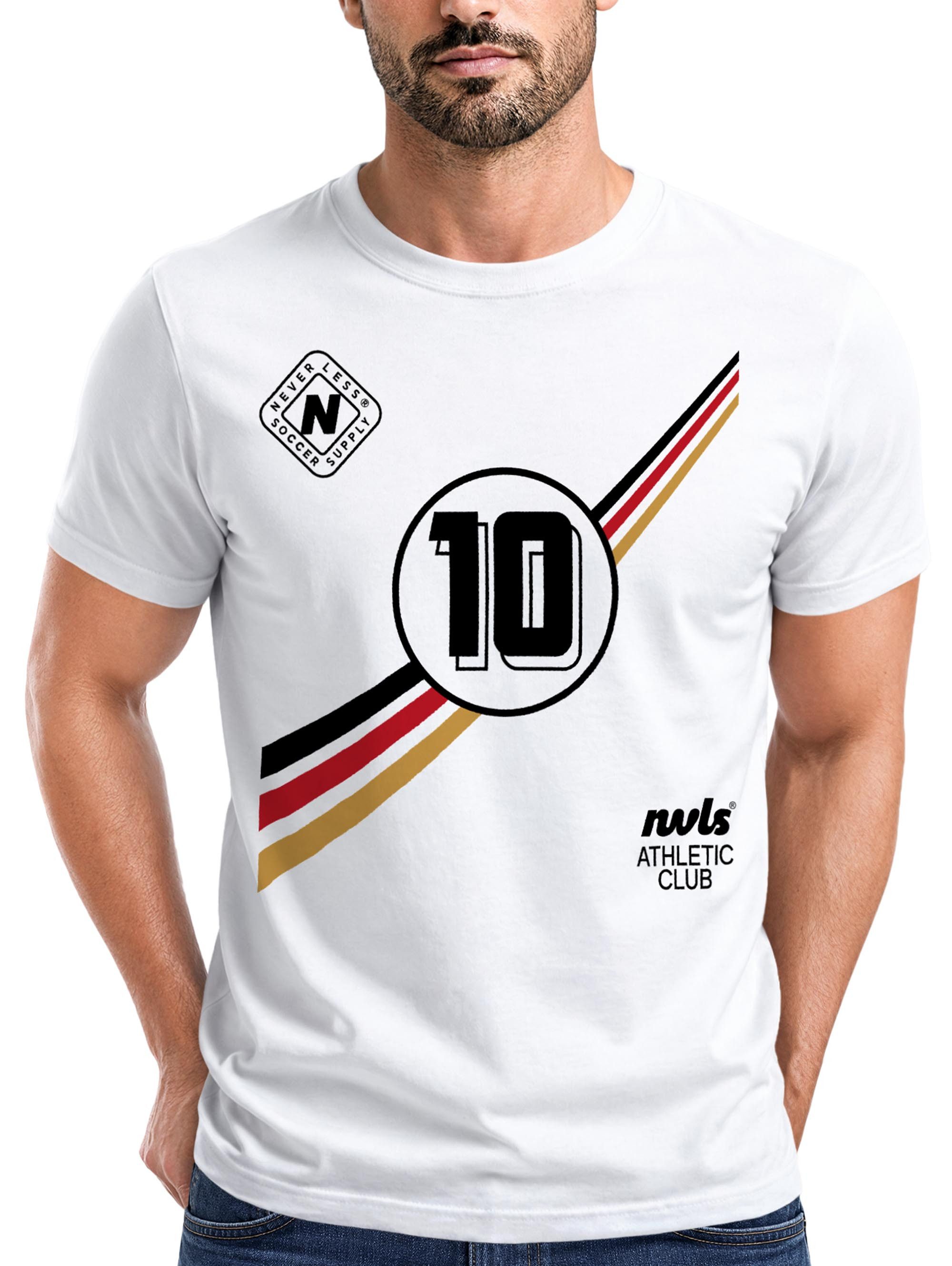 Neverless Print-Shirt Herren T-Shirt Frontprint - Fussball Design German Trikot - mit Print