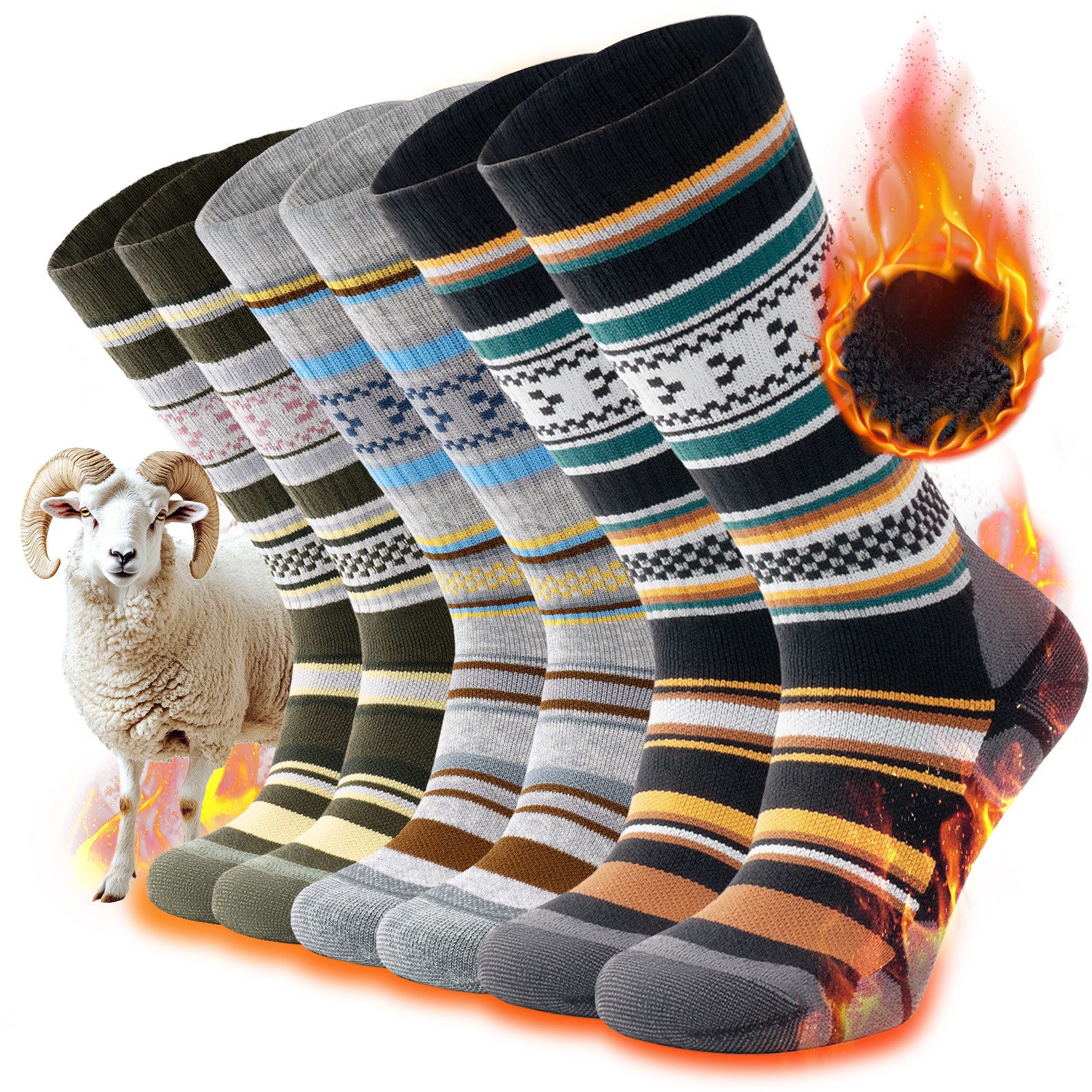 TANSTC Thermosocken Wandersocken Damen Herren Wärme Merino Wolle Socken Wollsocken (Packung, 3 Paar Socken) Atmungsaktiv, hautfreundlich, …