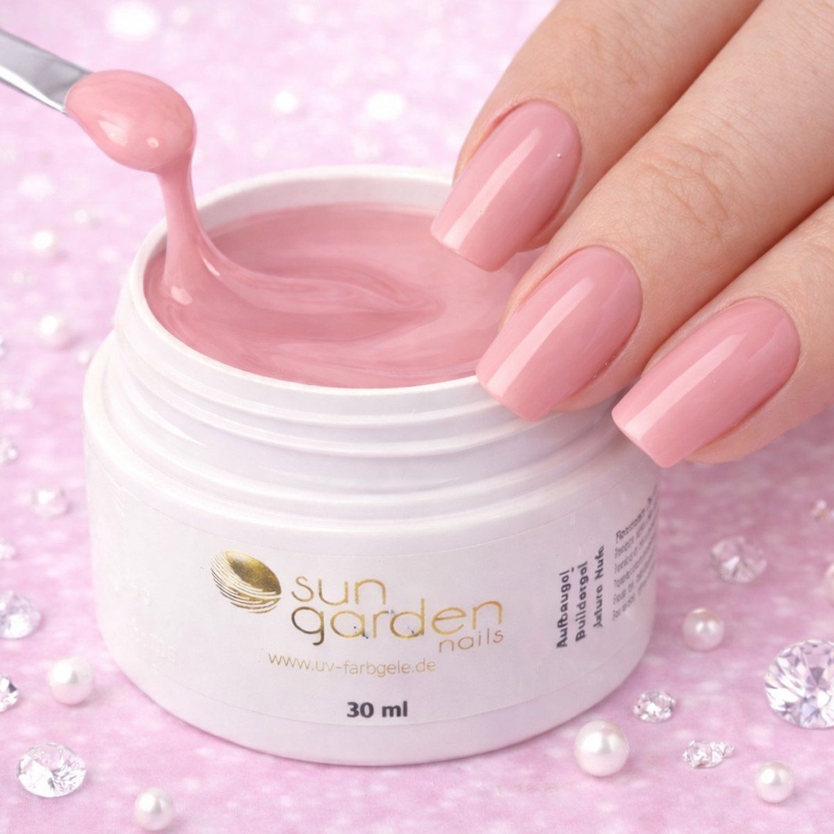 Sun Garden Nails UV-Gel Nailset mit Aufbaugel Natural Nude 30ml-Primer-Cleaner 100ml, 3-tlg., natürlich nude farbiges Gel deckt perfekt alle Unebenheiten ab