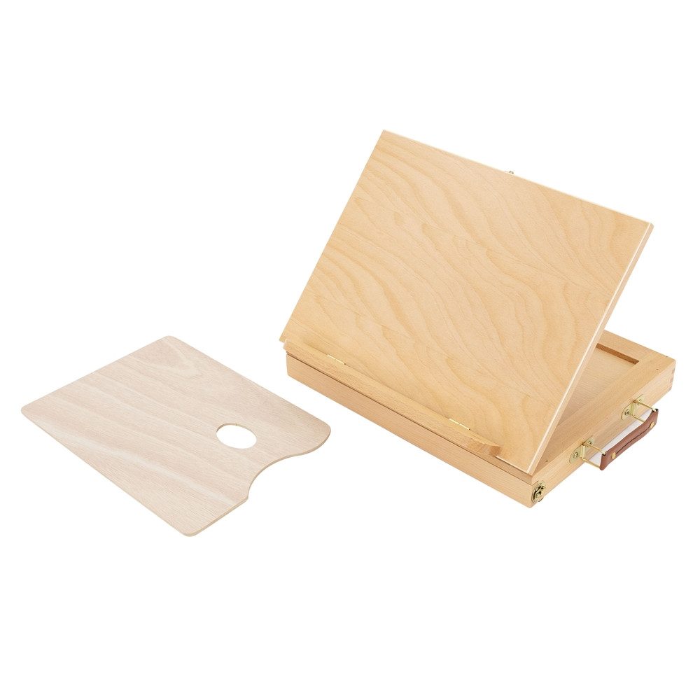 ECD Germany Standstaffelei Tischstaffelei zum Malen für Leinwänden und Keilrahmen, Sitzstaffelei verstellbar aus Holz mit Schublade 33,5x26x6cm