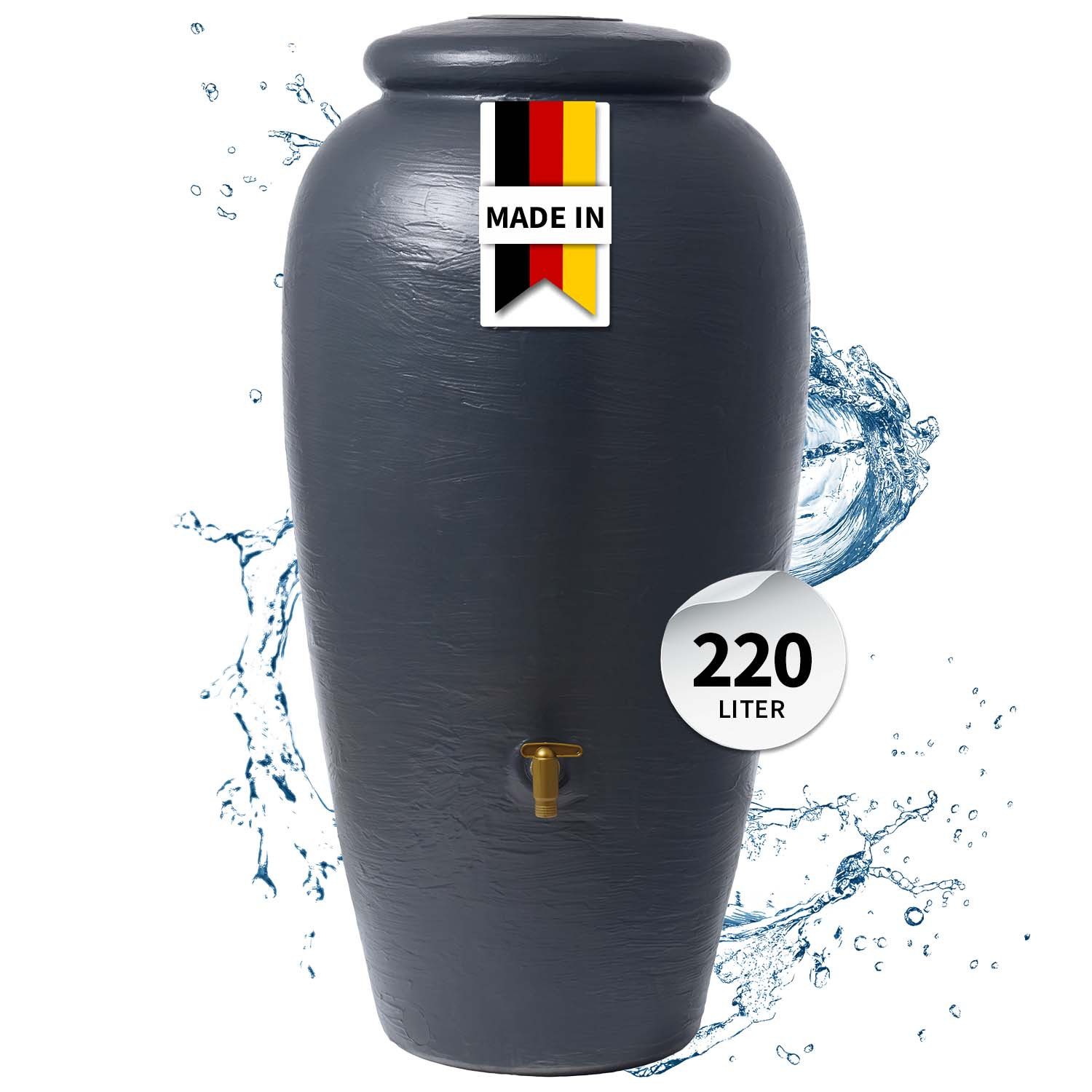 4rain Regentonne AMPHORA Regenamphore 220 Liter graphite grey