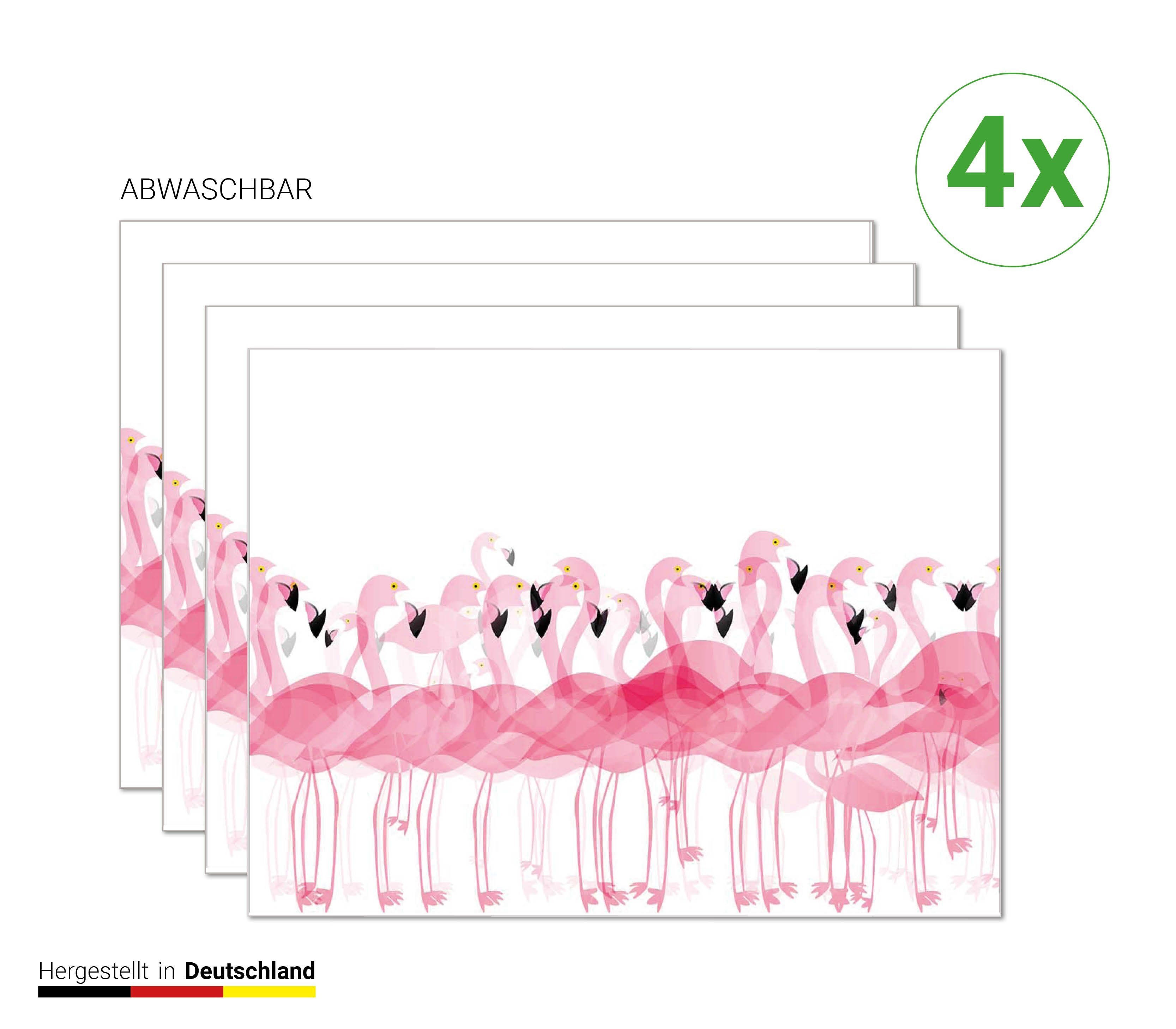 Platzset, Tischset, Platzset abwaschbar - Tropische Flamingos - 4 Stück aus  erstklassigem Vinyl (Kunststoff) 40 x 30 cm, Tischsetmacher, (4-St)