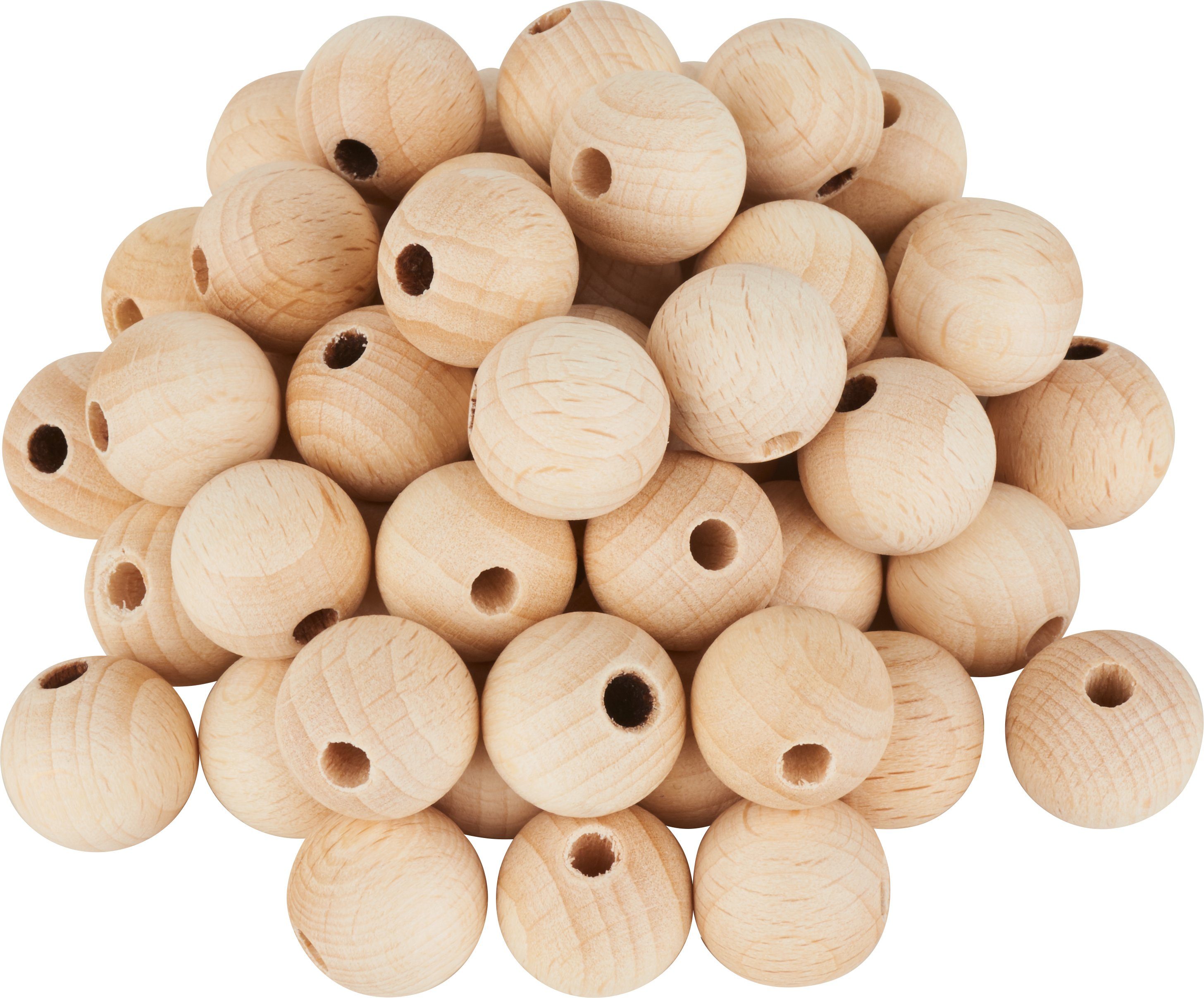 VBS Bastelperlen Holzkugeln, (50-tlg), durchgebohrt, Ø 15 mm