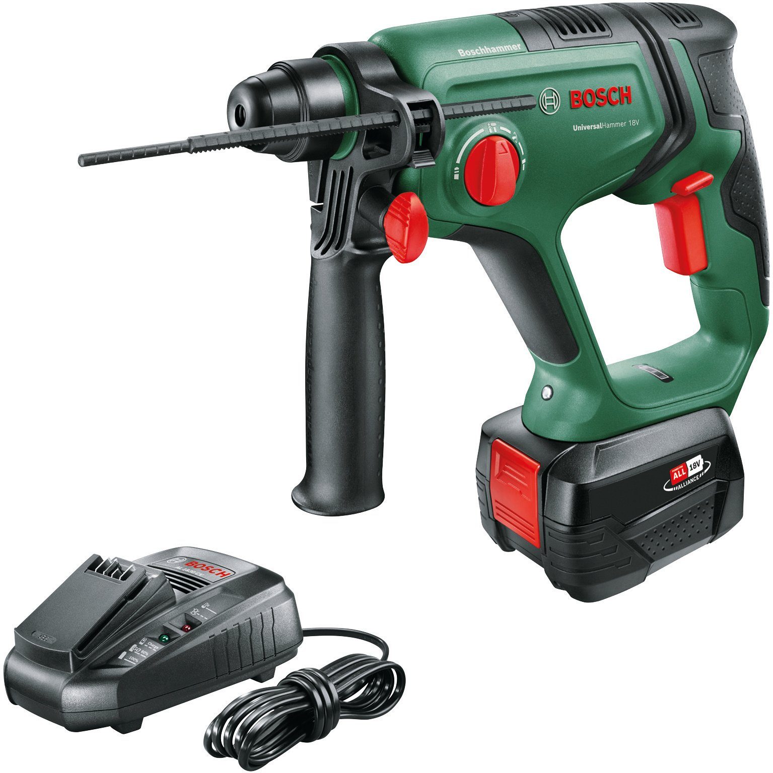 1 Akku-Bohrhammer Home Bosch & Garden Akku 18V/4,0Ah und Ladegerät mit AL UniversalHammer,