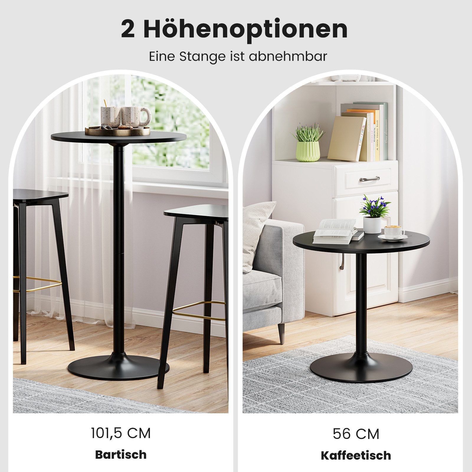 COSTWAY Bartisch, runder Stehtisch, höhenverstellbar 56 günstig online kaufen