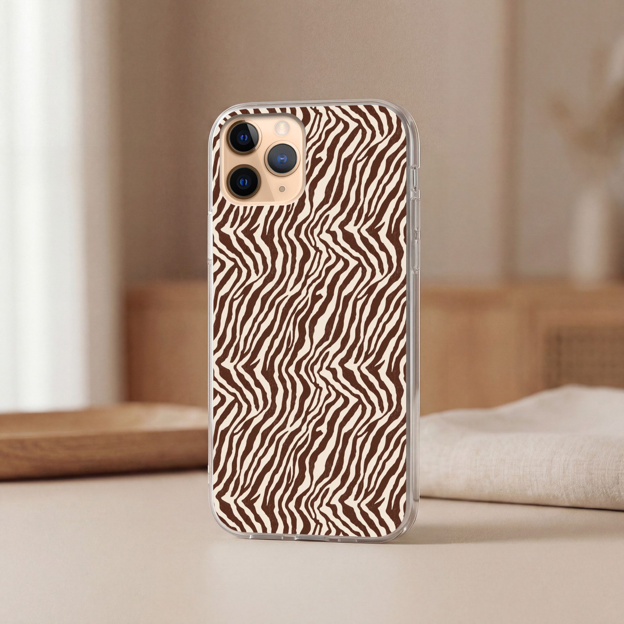 MuchoWow Handyhülle für Apple iPhone 11 Pro Max Zebra - Muster - Schwarz - Weiß, Smartphone-Bumper, Print, Handy Schutzhülle Dünn