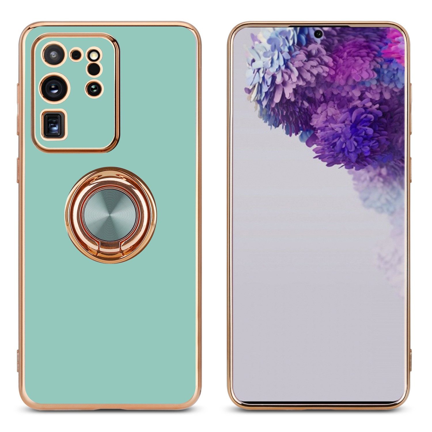 Cadorabo Handyhülle für Samsung Galaxy S20 ULTRA Hülle Samsung Galaxy S20 ULTRA, Schutzhülle - TPU Silikon Hülle - mit Kameraschutz und Ring