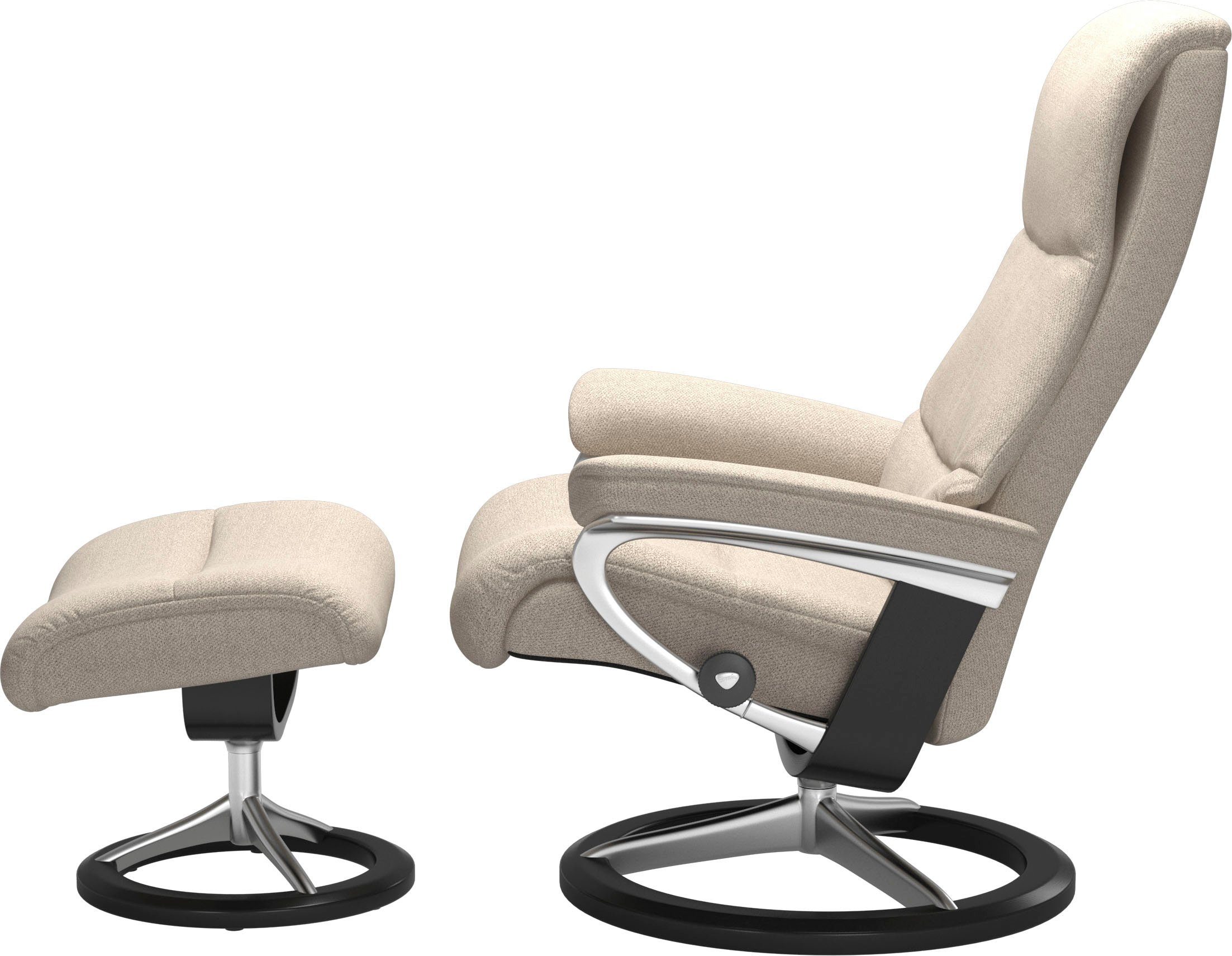 Stressless® Relaxsessel View Hocker), (Set, S,Gestell mit Relaxsessel Schwarz Größe mit Signature Base