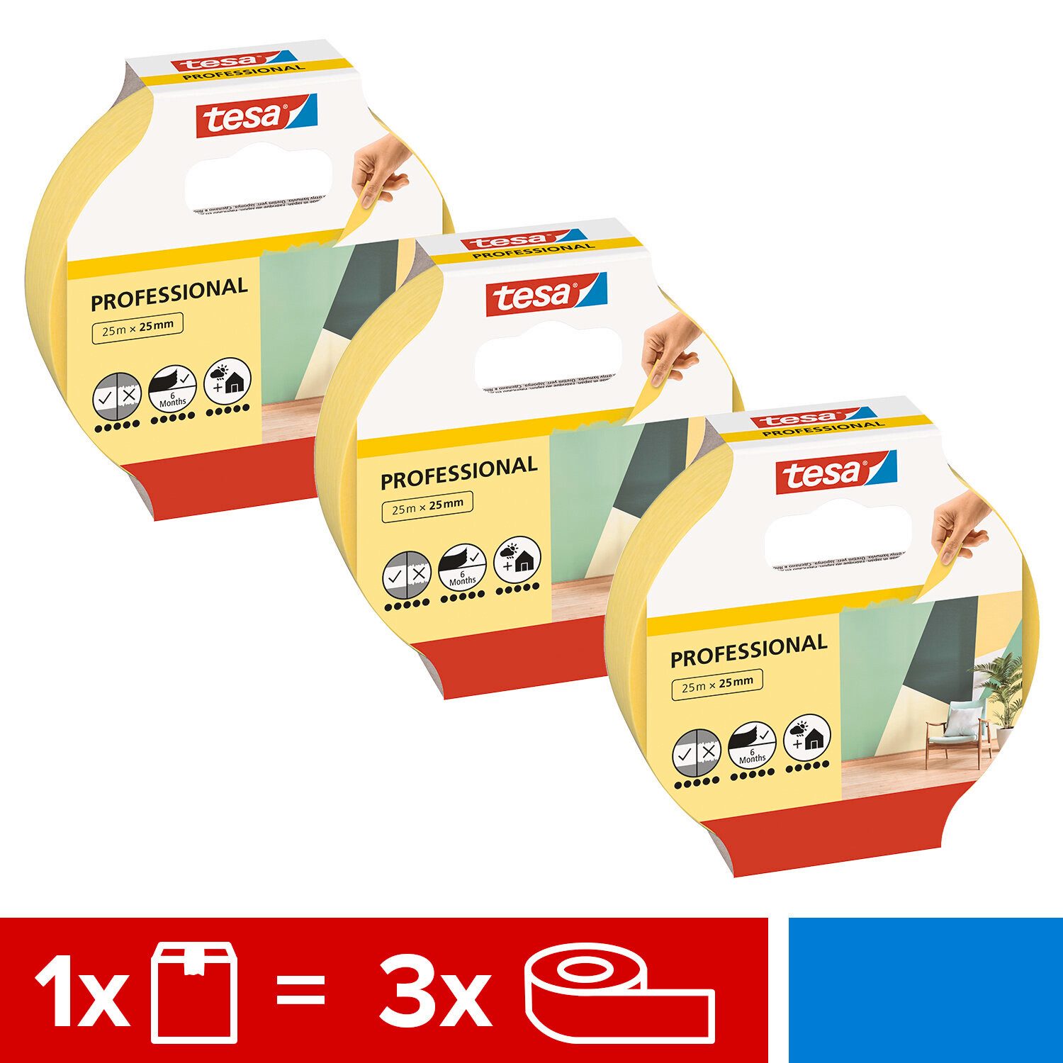 tesa Kreppband PROFESSIONAL Malerband (3-St) Abklebeband günstig online kaufen
