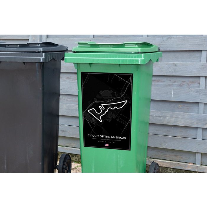 MuchoWow Wandsticker Amerika - Rennstrecke - Formel 1 - Circuit of the Americas - Rennsport (1 St) Mülleimer-aufkleber Mülltonne Sticker Container Abfalbehälter XB10854