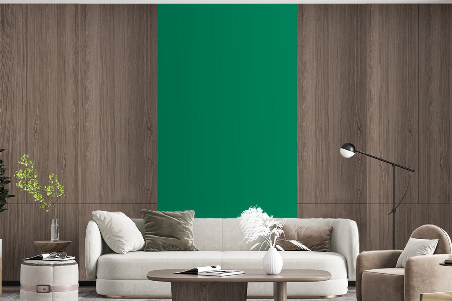 Wohnzimmer St), Küche, Matt, Vliestapete Fototapete Wald - für Grün - Schlafzimmer Fototapete bedruckt, (2 MuchoWow Farben,