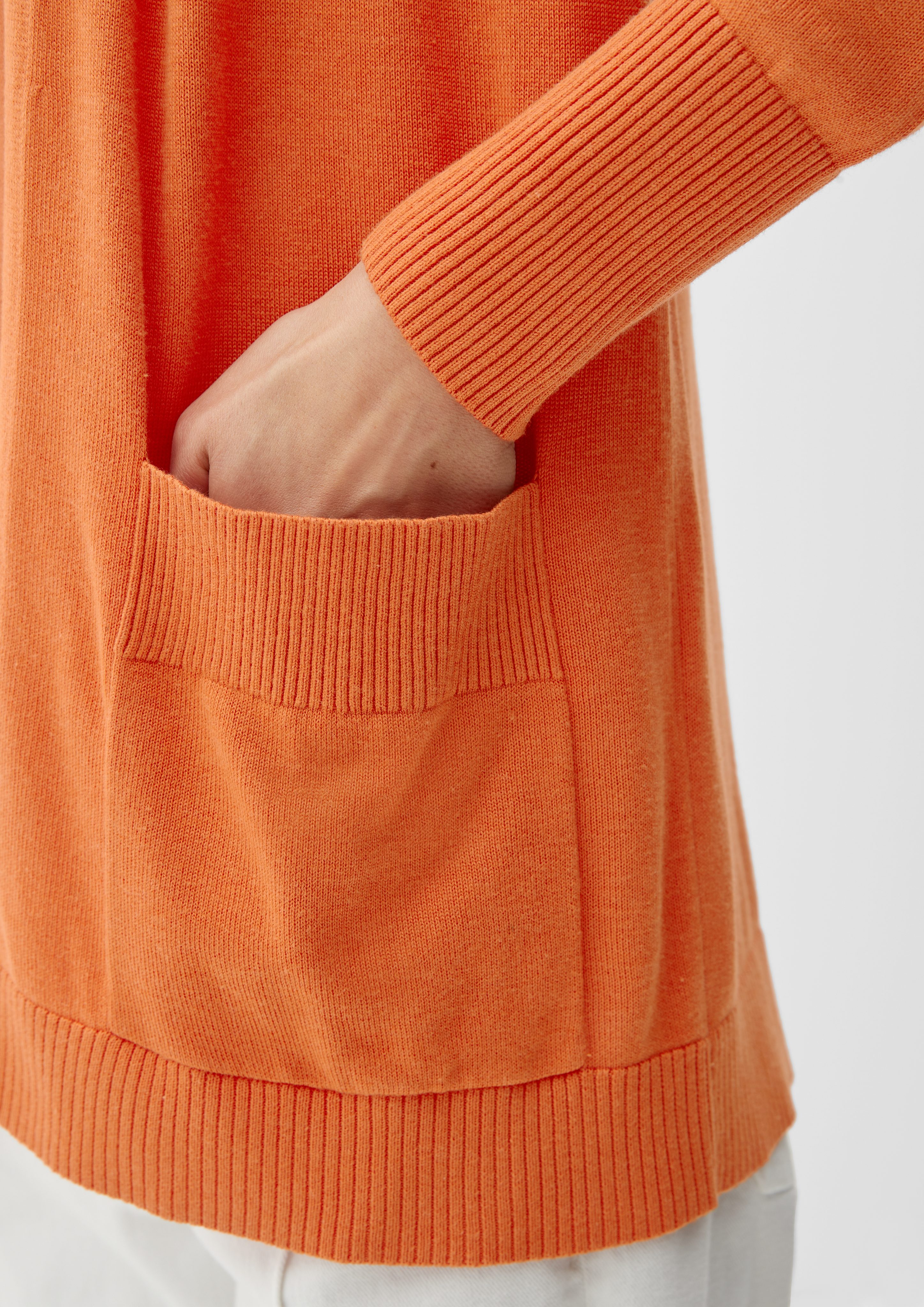 Strukturdetails orange s.Oliver Strickjacke mit Cardigan