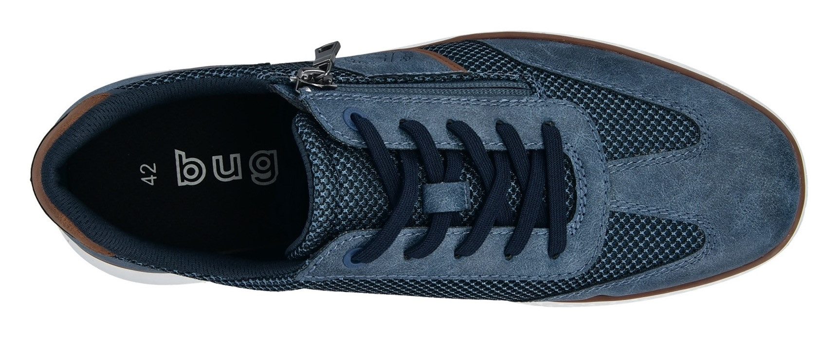bugatti Schnürschuh Schnürschuh, Freizeitschuh, Halbschuh mit zusätzlichem Reißverschluss