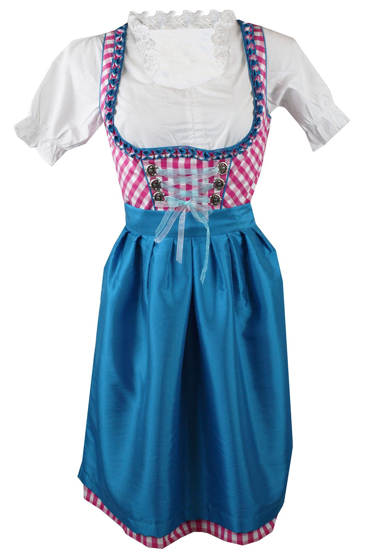 German Wear Dirndl OD4 Pink kariert 1-teiliges Midi-Dirndl Landhaus Dirndel ohne Bluse Pink kariert