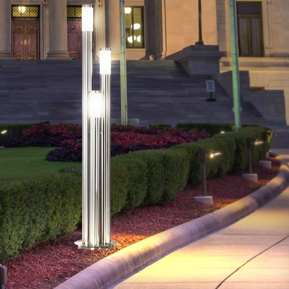 Globo LED Außen-Stehlampe, Stehleuchte inklusive, LED Leuchtmittel groß Wegeleuchten Außen Außen Edelstahl Warmweiß