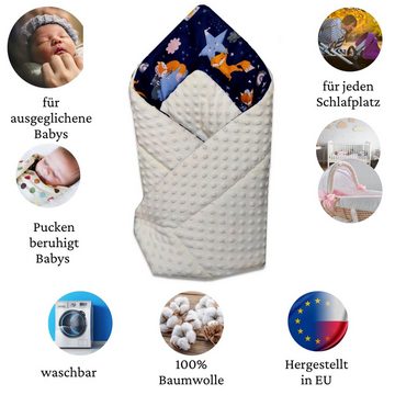 Babymajawelt Pucksack Puckdecke Minky Einschlagdecke Neugeborene Babydecke Schlafsackersatz, Decke zum Einschlafen, Zudecken, Kuscheln. Made in EU, Größe 75x75 cm