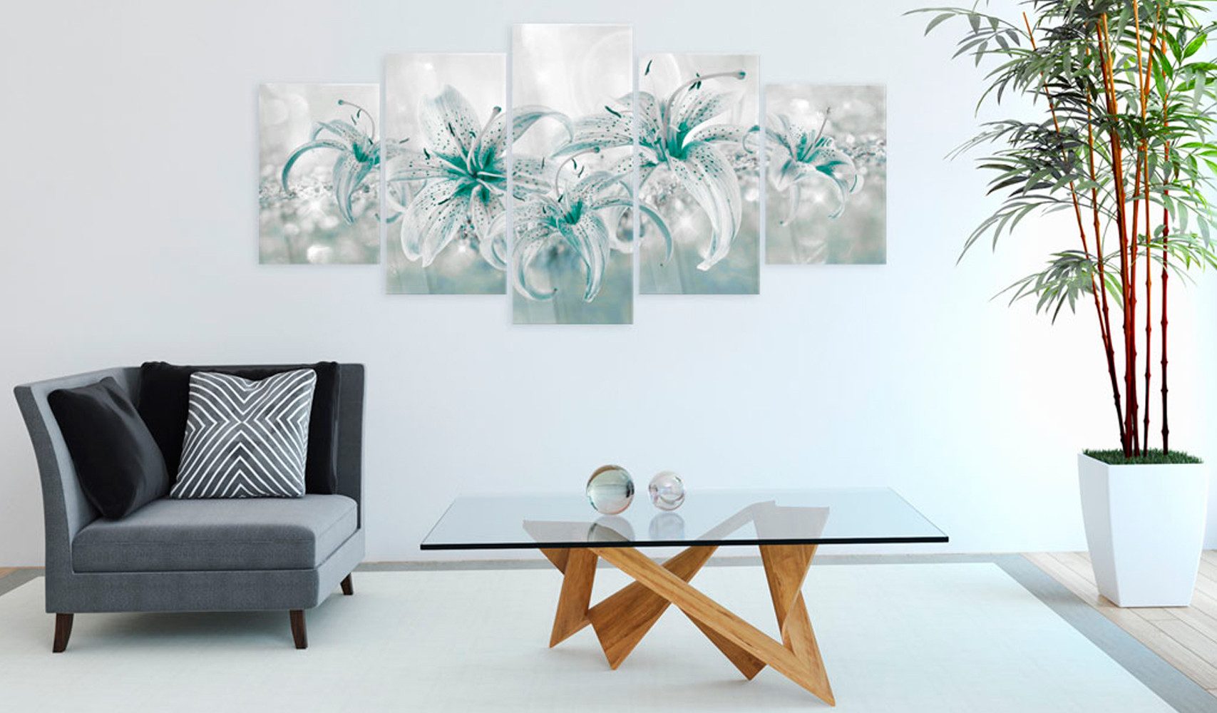 Artgeist Acrylglasbild Sapphire Lilies [Glass]