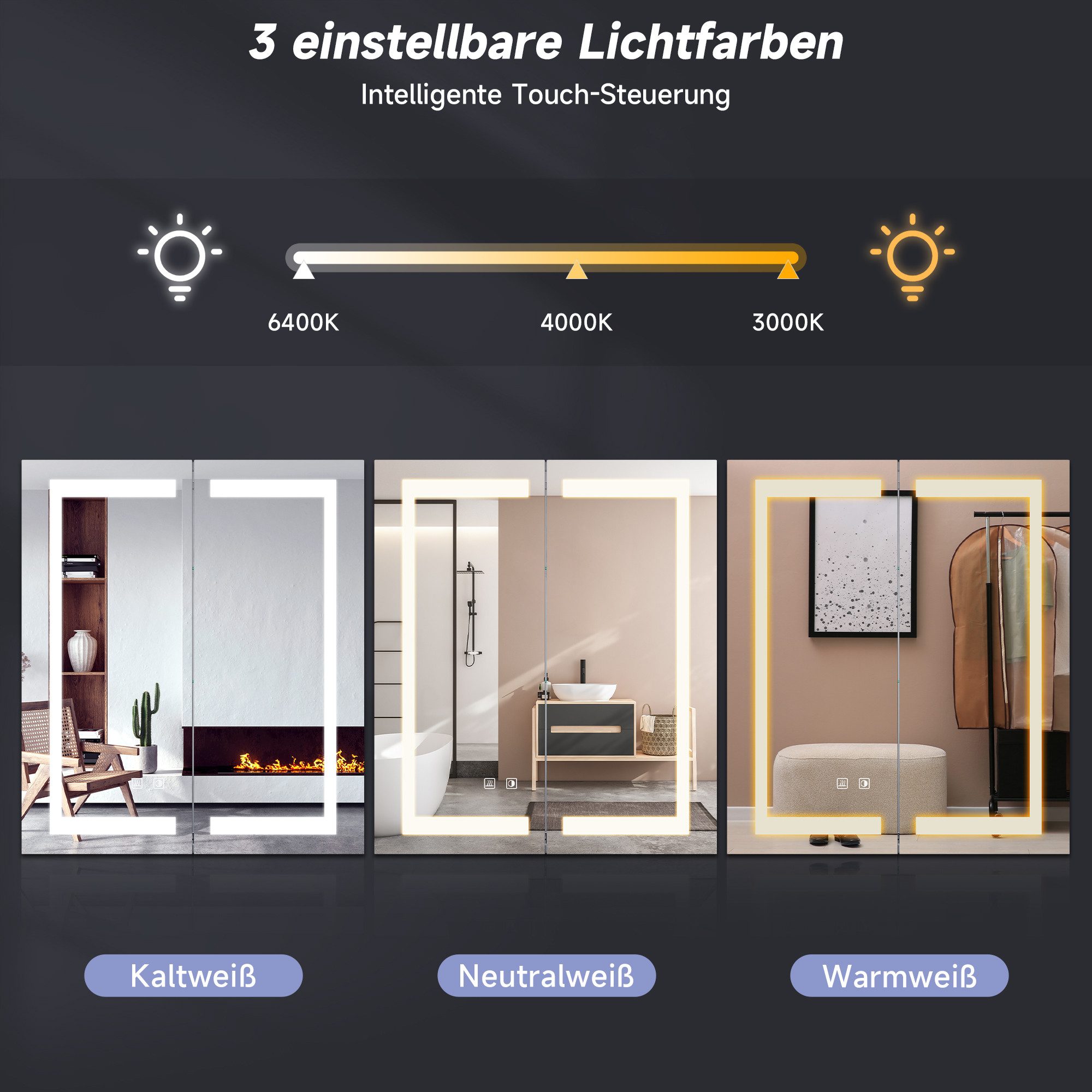SONNI Badezimmerspiegelschrank Spiegelschrank 60x70x13cm Edelstahl mit günstig online kaufen