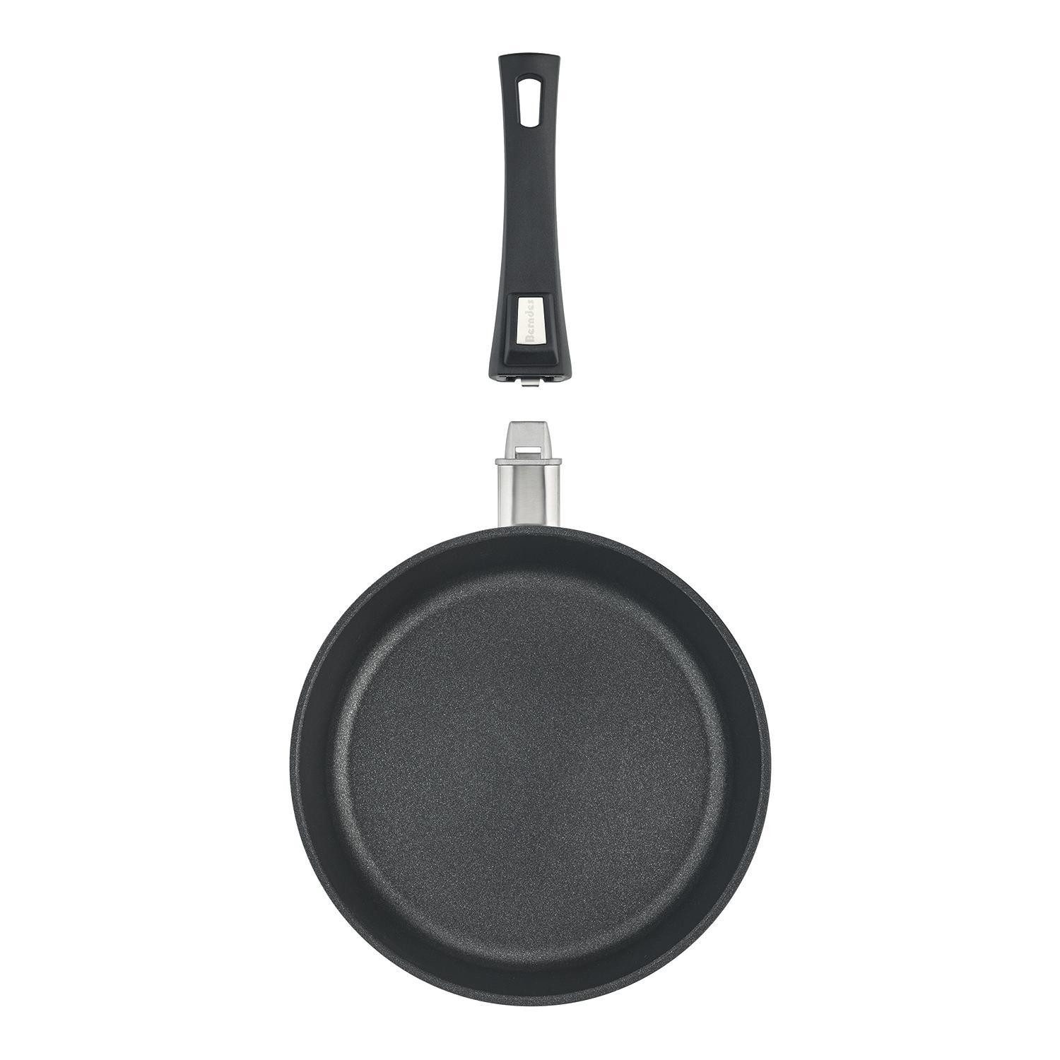 Berndes Schmorpfanne VARIO CLICK, Ø 24 cm, Schwarz, Antihaftbeschichtet, Aluminiumguss, inkl. Kunststoffgriff mit Klicksystem, Induktion
