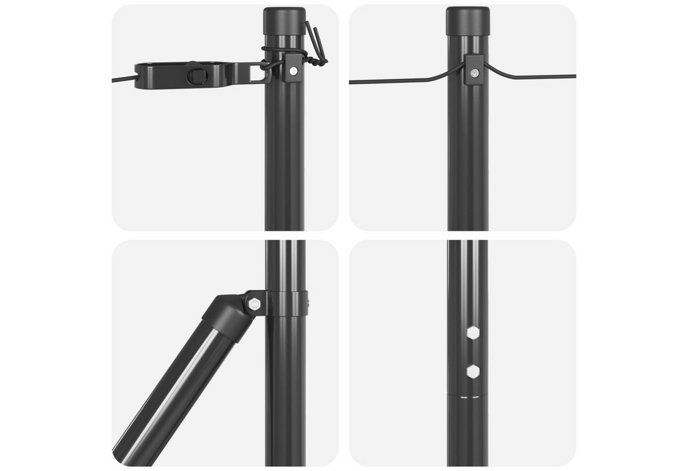 Thumbnail - vidaXL Zaunpfosten Zaunpfosten mit Basisplatten 13 Stück Ø32mm 68,5cm Verzinkter Stahl, (26-St)