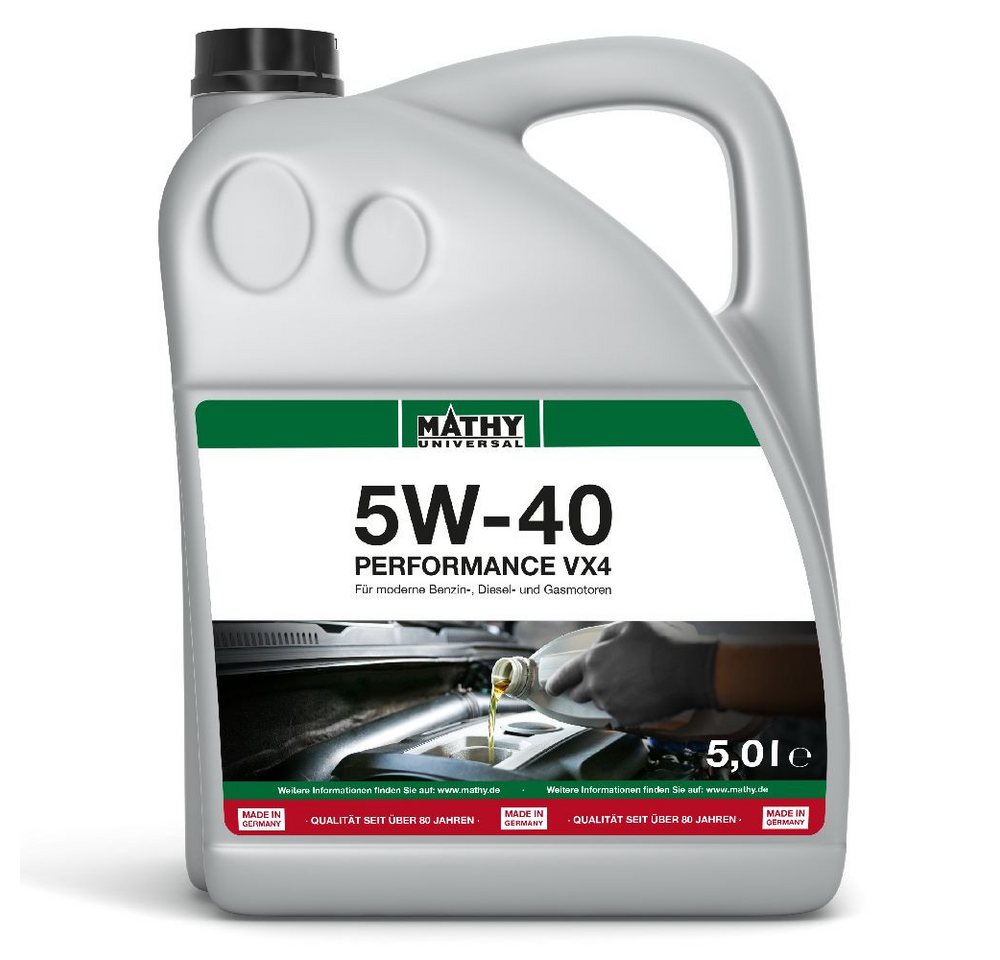 MATHY Motoröl MATHY SAE 5W-40 Performance VX4 5,0 l, (1-tlg), Synthetisches HC-Motoröl