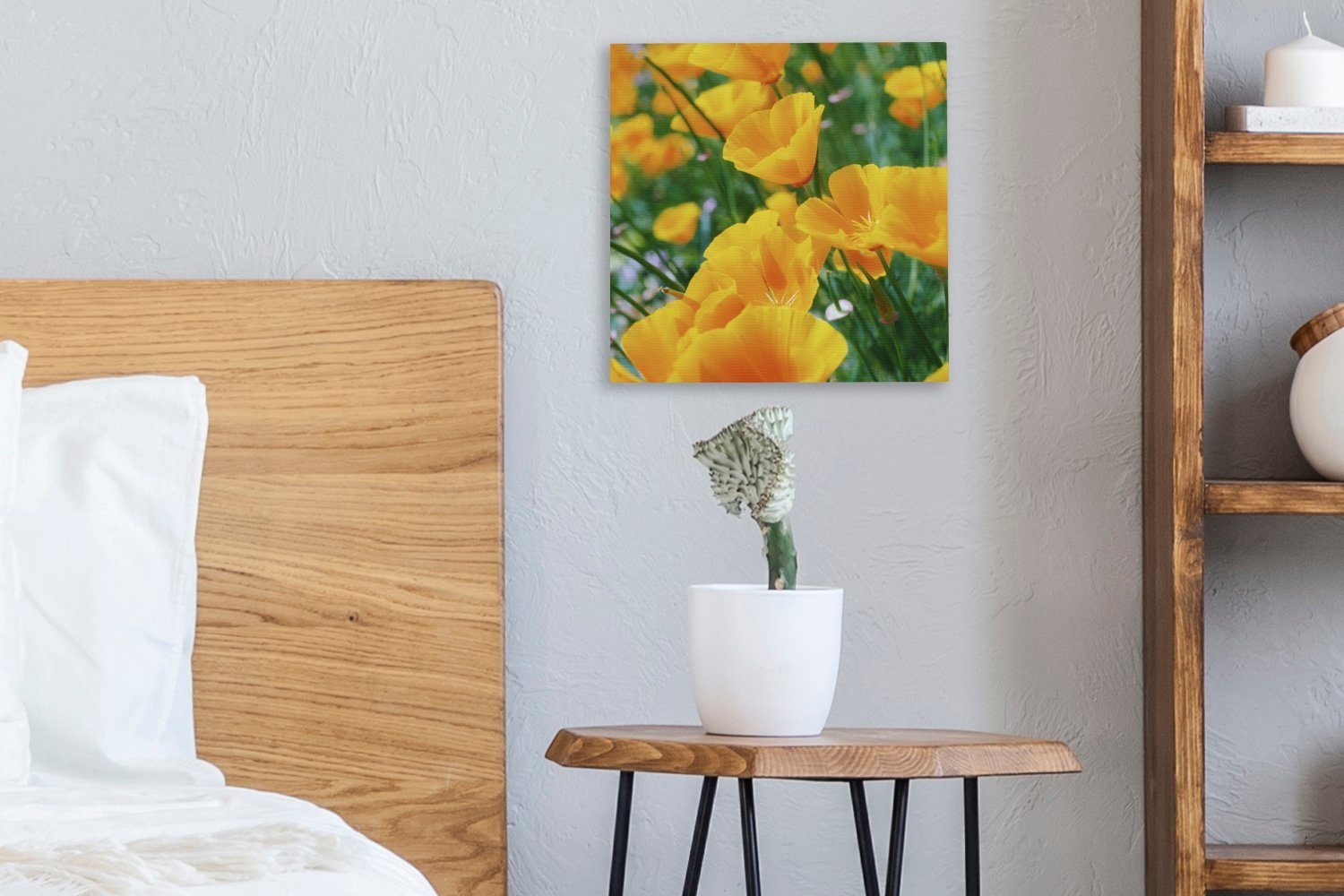 Garten - für St), Schlafzimmer - Blumen bunt OneMillionCanvasses® Wohnzimmer Leinwand Orange, Bilder Leinwandbild (1