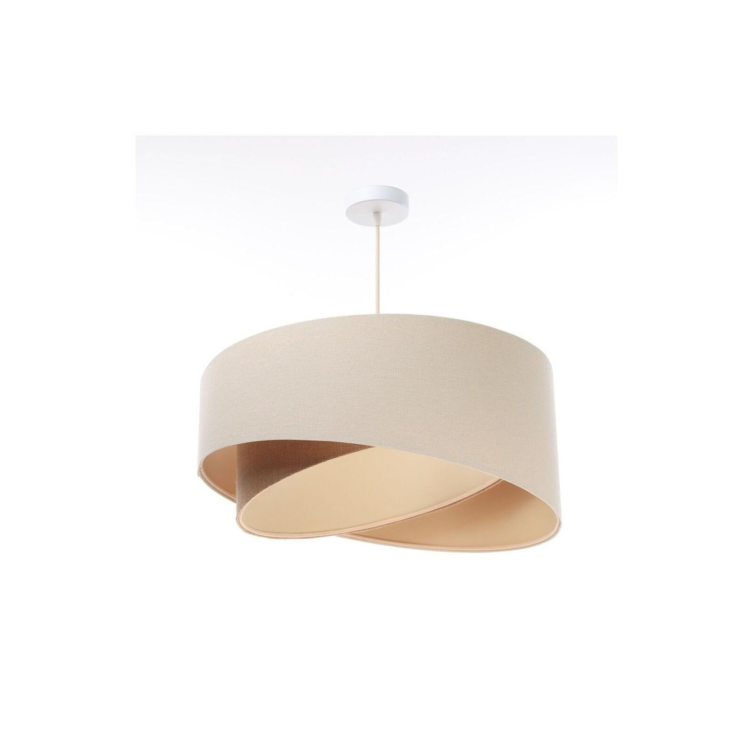 Licht-Erlebnisse Pendelleuchte RIVAS, ohne Leuchtmittel, Weiß Creme Beige E27 Ø 50 cm Stoff Metall Modern Wohnzimmer