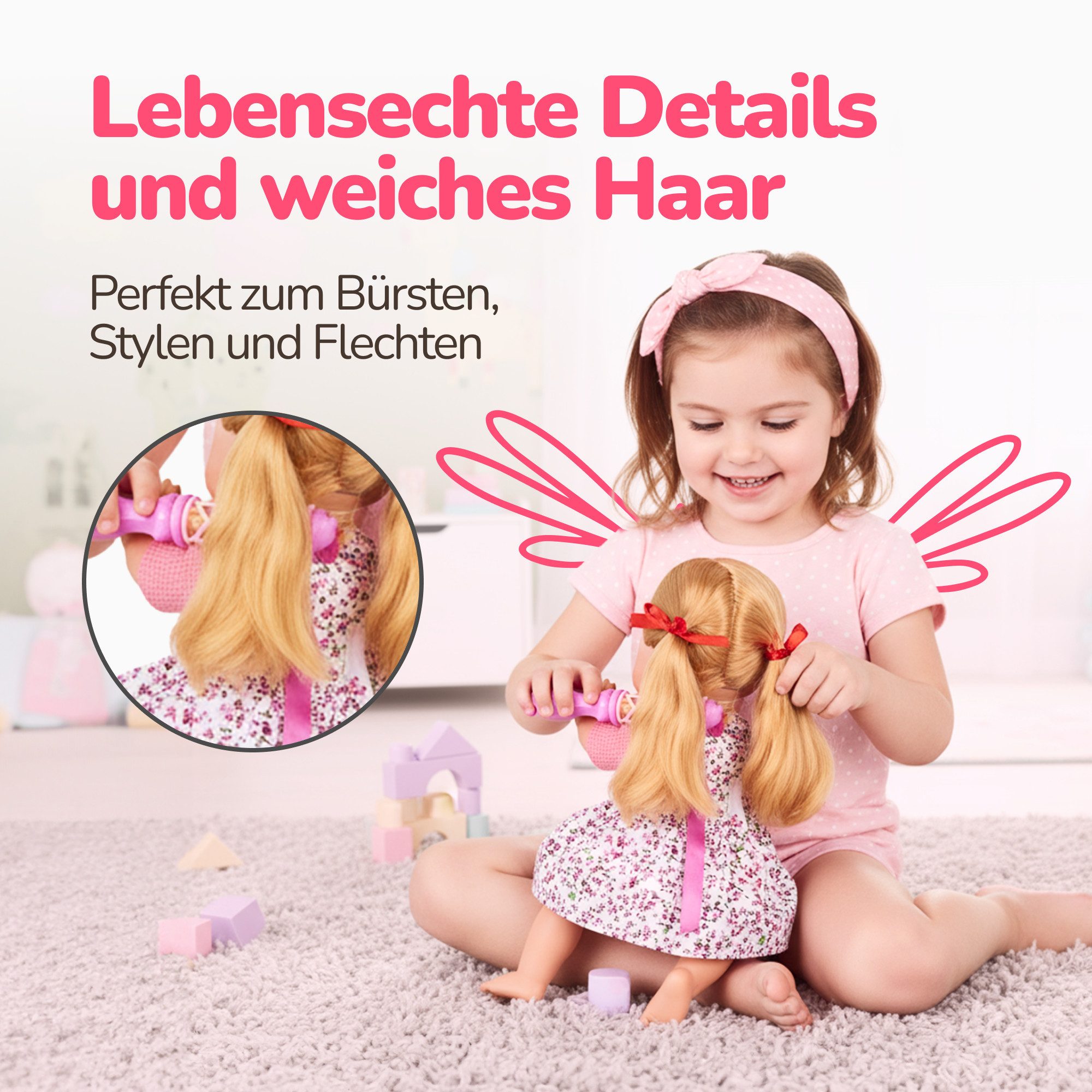 Kinderplay Dolls & Strollers Babypuppe Baby-Puppe mit Friseurset – sprechend – Spielspaß ab 3 Jahren (Set) – Bild 4 von 5