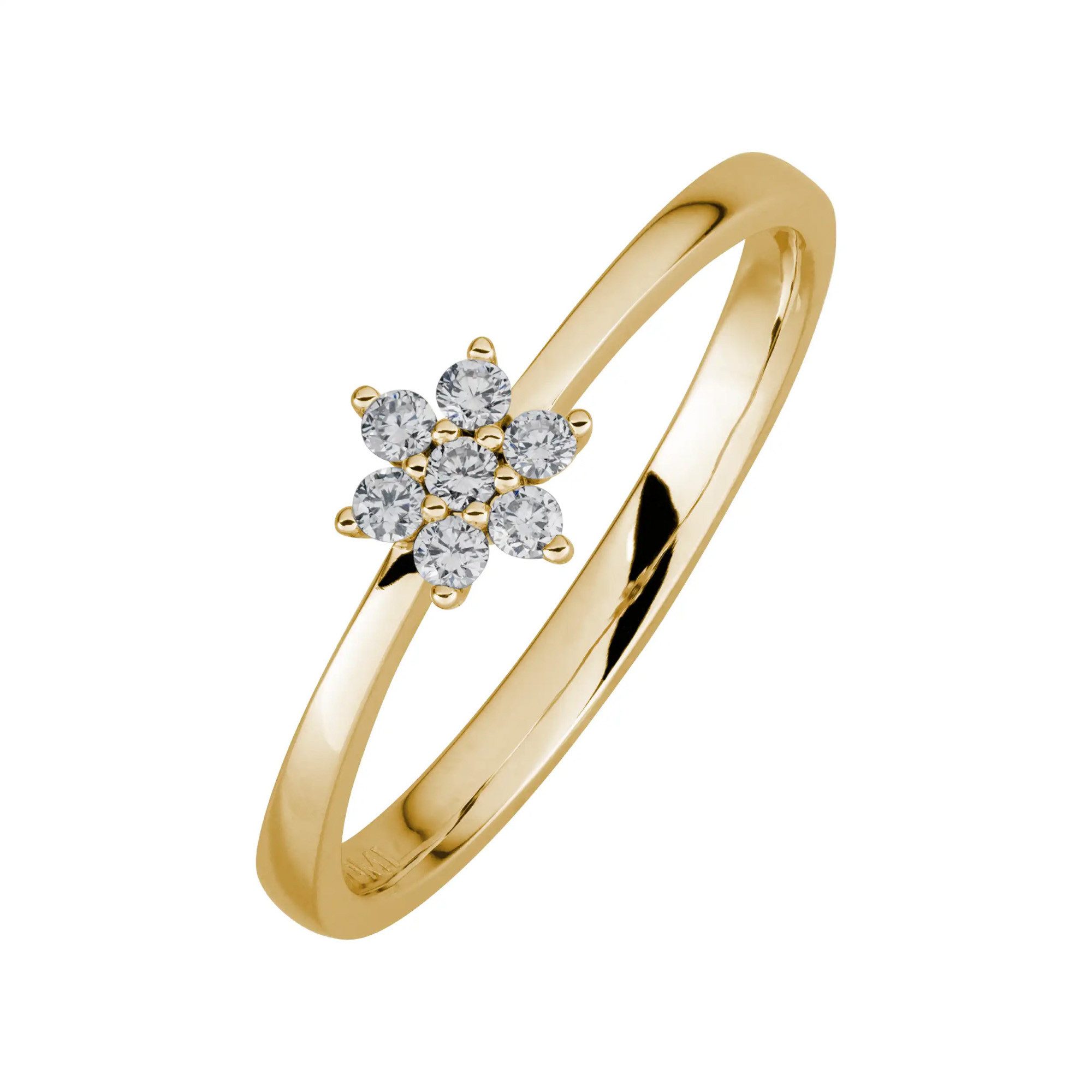LYOMI Fingerring 585/- Gelbgold 7 synth. Diam. 0,13ct.