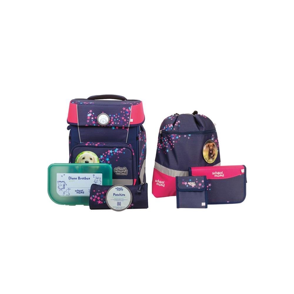 SCHOOL-MOOD® Schulranzen Champion Maxx (Set, 7-tlg., mit Turnbeutel, Etui, Schlamperrolle, Brustbeutel, Brotdose, Patchies), 21 Liter, für Grundschule