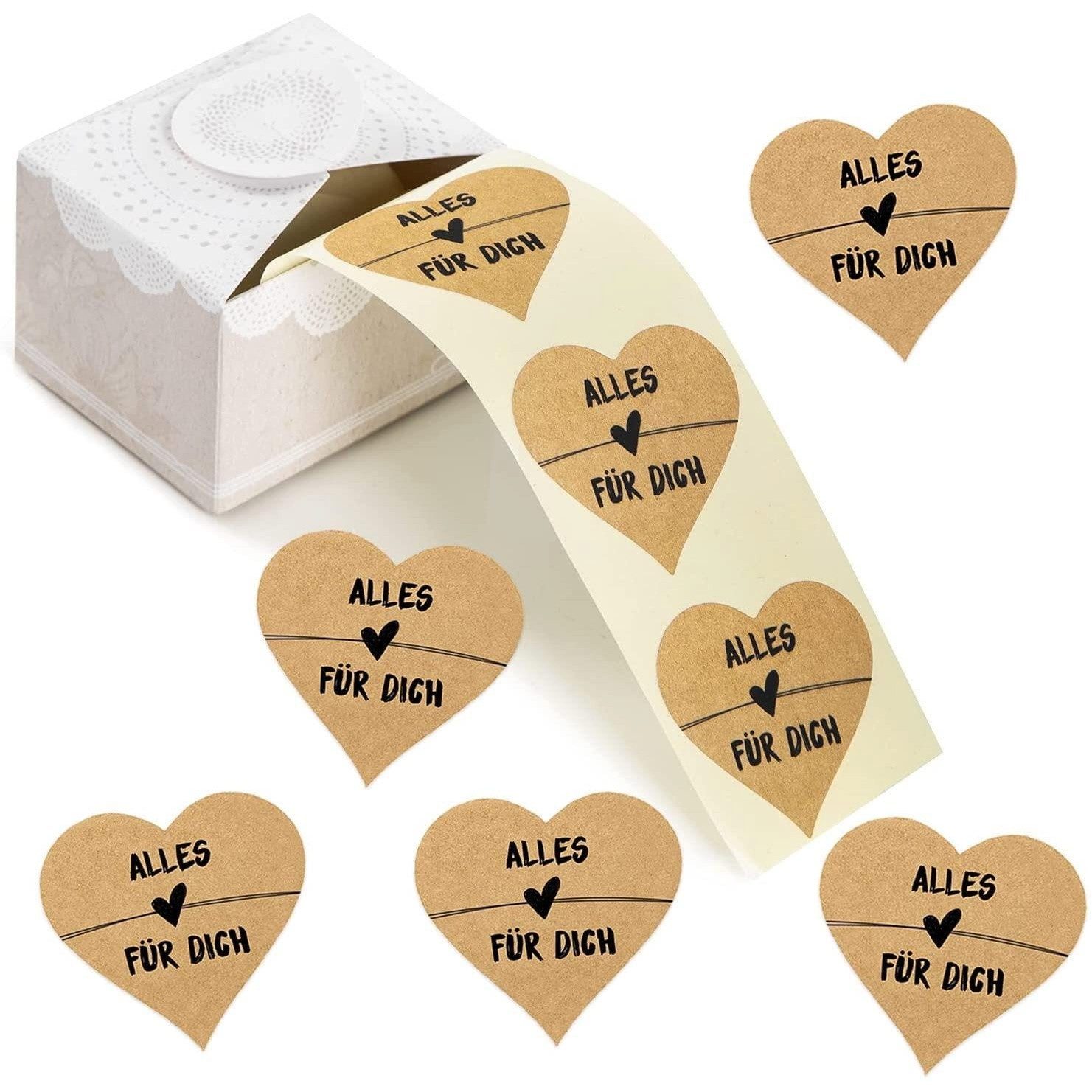 Logbuch-Verlag Aufkleber 200 Herzen Aufkleber auf Rolle mit Text ALLES LIEBE FÜR DICH