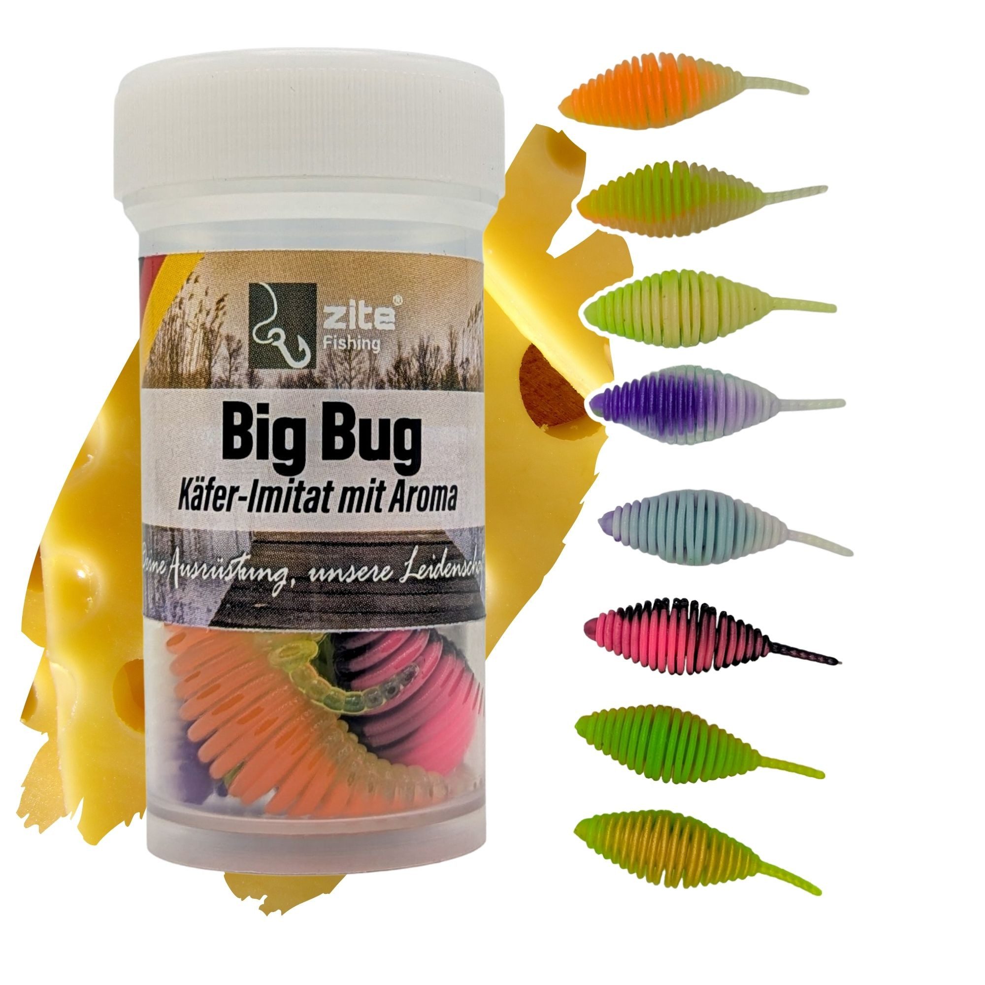 Kunstköder Gummiköder Forelle Big Bug 50mm Käferimitat mit Aroma 8STK Köder