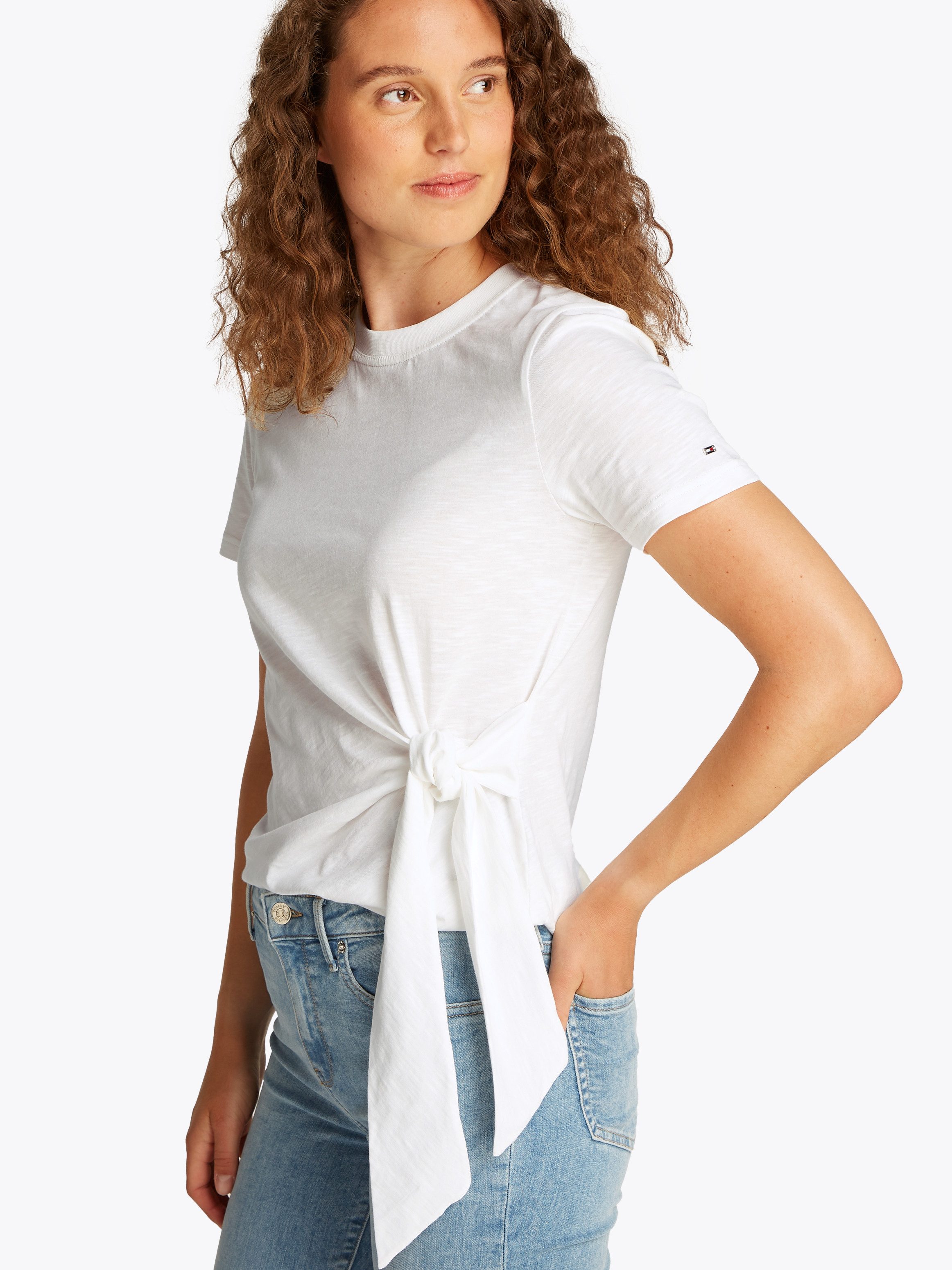 Tommy Hilfiger T-Shirt KNOT BOAT-NK SS TEE in asymmetrischer Form günstig online kaufen