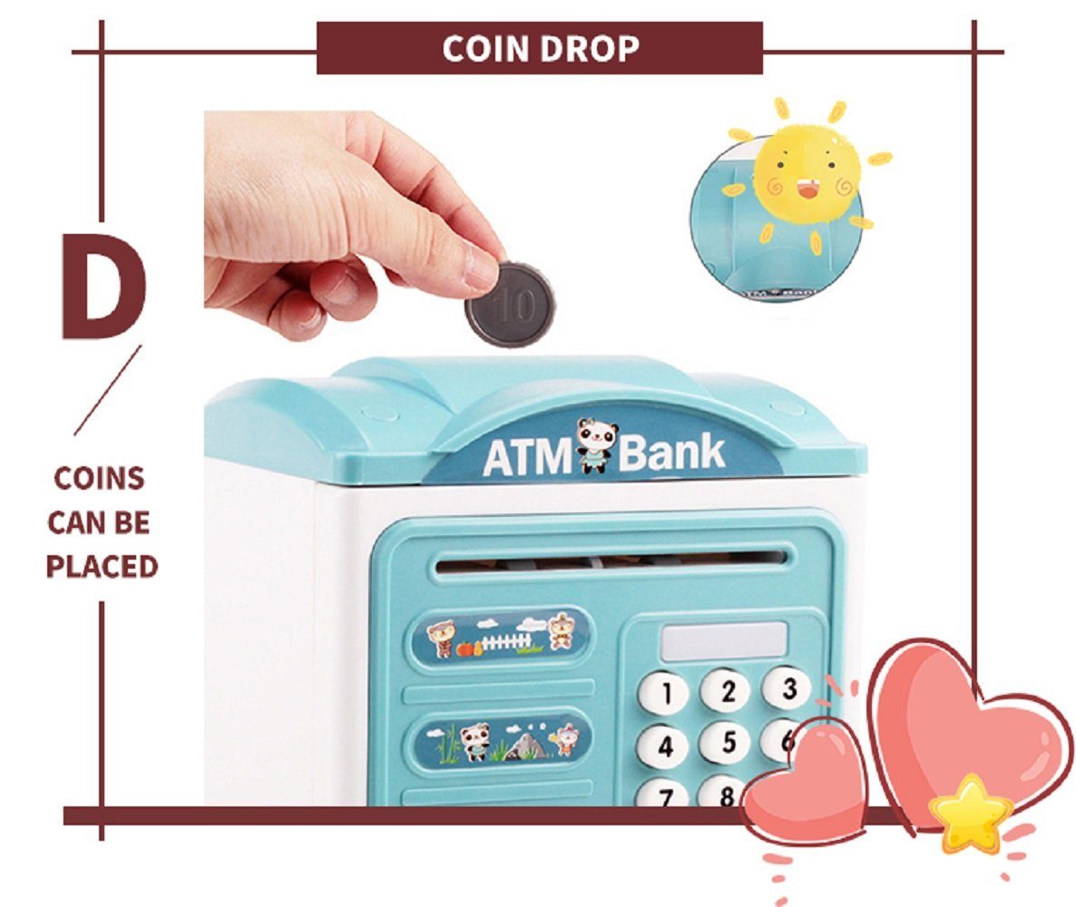 rosa ATM-Maschine Intelligente Spardose Spardose autolock Fingerabdruck Sparschwein Kinder