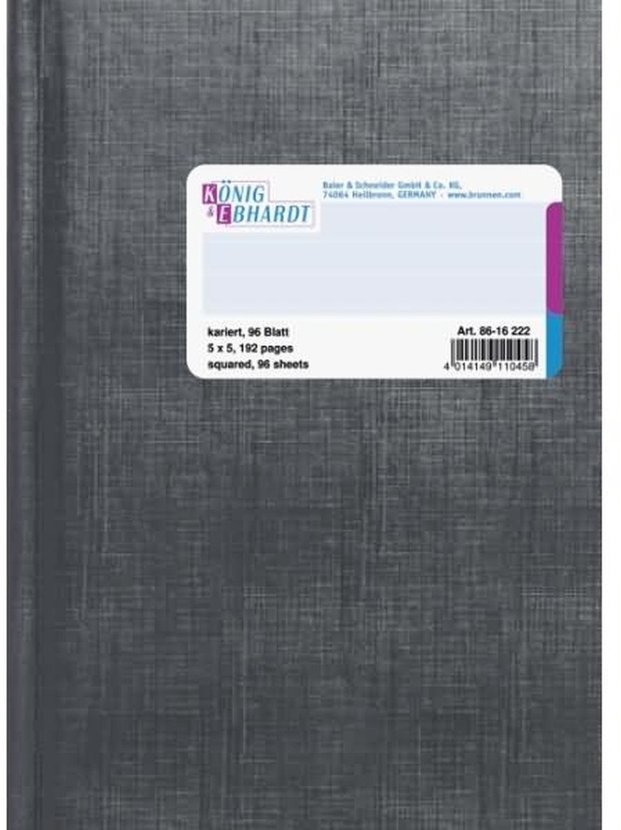 Notizbuch Geschäftsbuch A6 kariert 96 Blatt grau