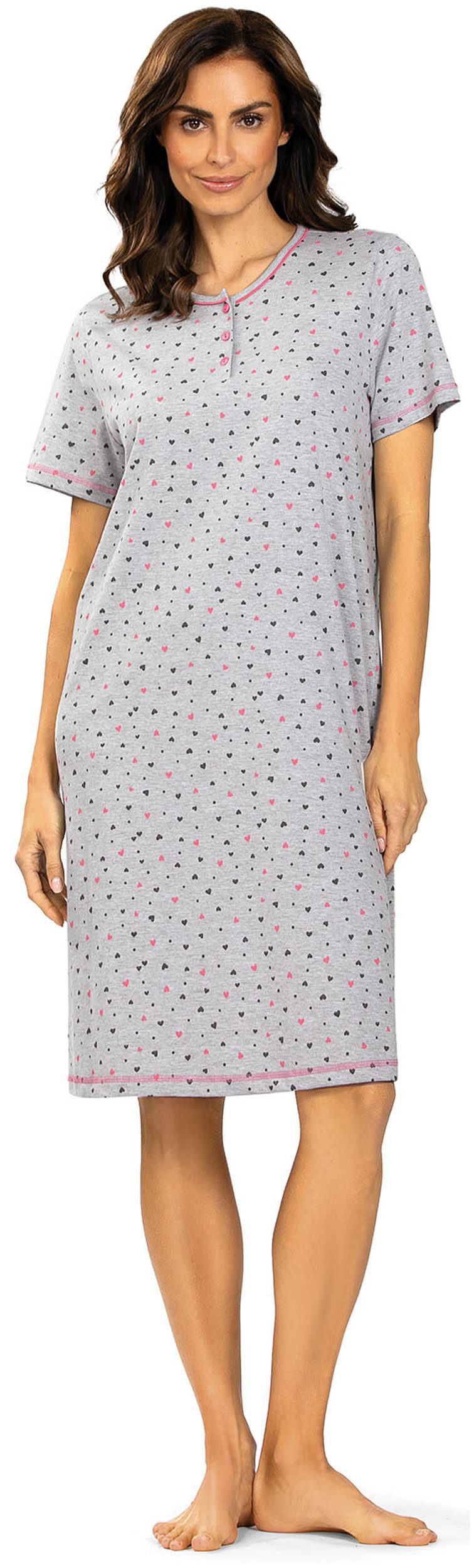 comtessa Nachthemd Feeling Good (Set, 1-tlg., 1-teilig) Damen Sleepshirt ca.100cm Schlafshirt Baumwolle geknöpft große Größen