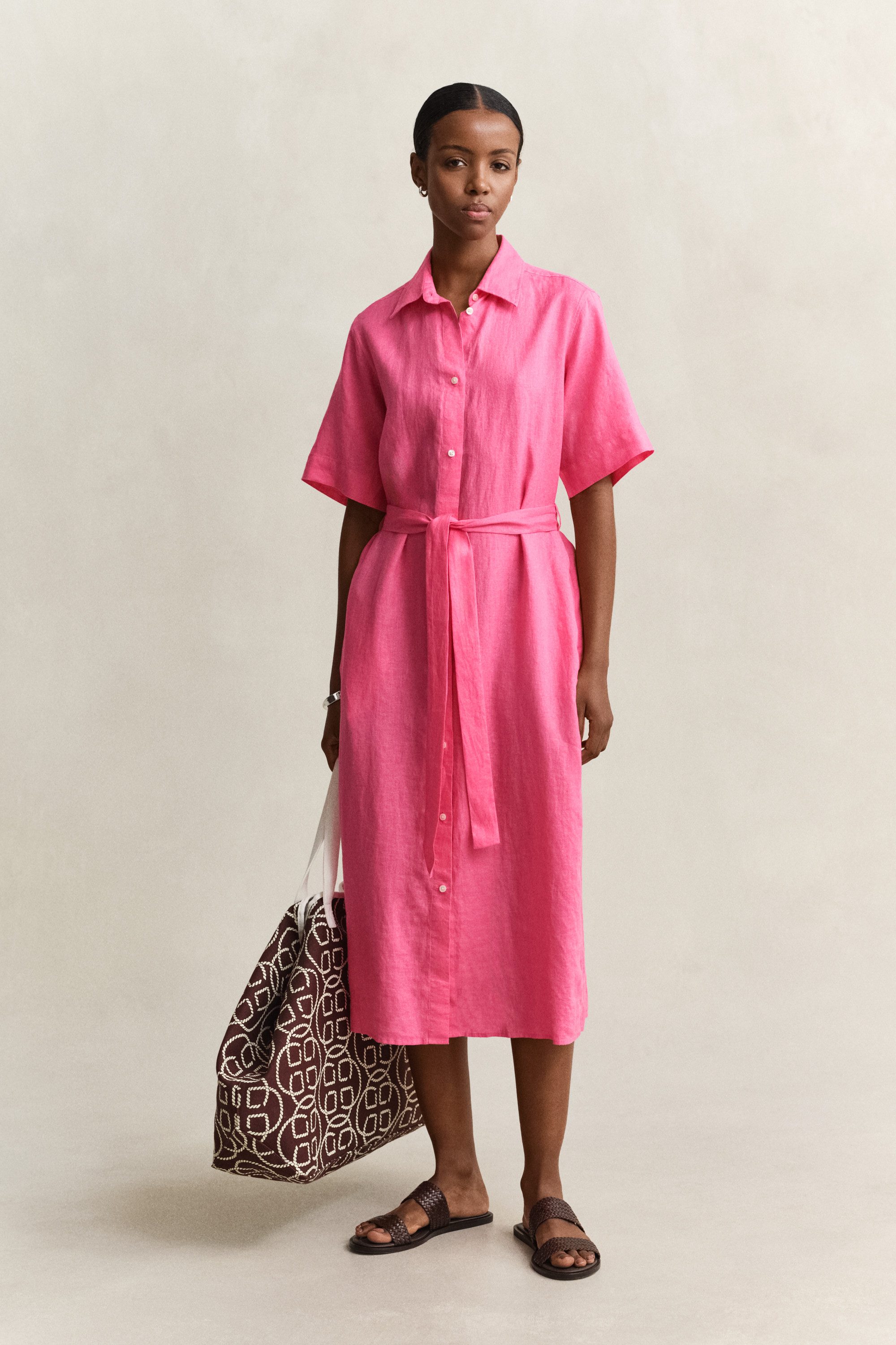 Gant Hemdblusenkleid LINEN Regular fit mit Bindegürtel