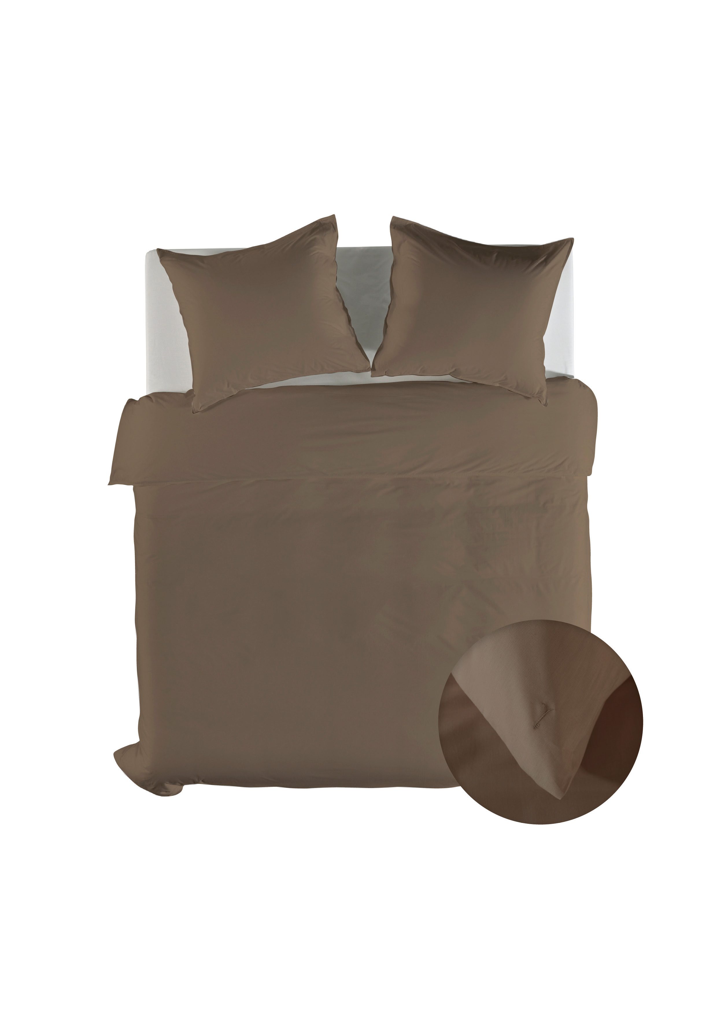 YELLOW Bettwäsche Suite Casablanca Dbo 200 Plaza Taupe 200x220 Plaza-taupe Uni, Baumwolle, 3 teilig, Bettwäsche 200x220 Baumwolle Baumwolle Uni Hotelverschluss