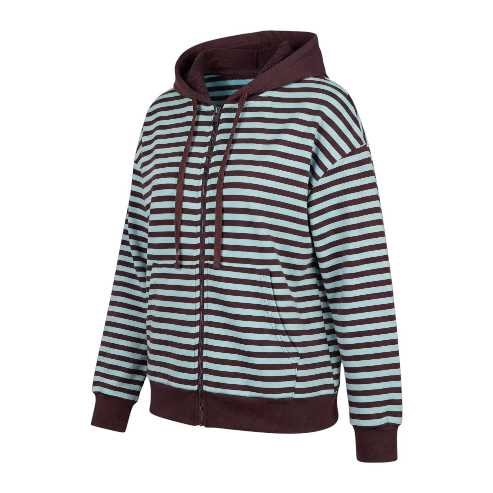 OriginalYou Kapuzensweatjacke Damen Sweatjacke gestreift Freizeitjacke Oversize mit elastischem Bund, leicht und angenehm