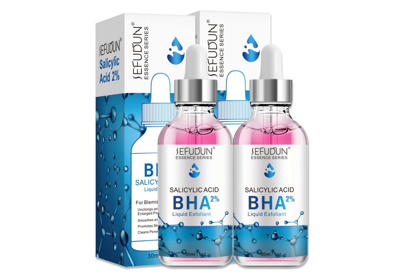 P-Beauty Cosmetic Accessories Gesichtsserum mit Salicylsäure Alicylic Acid BHA 2% Liquid Exfoliant Peeling, 2-tlg., Gesichtspeeling, Gesichtsserum, Hautpflege