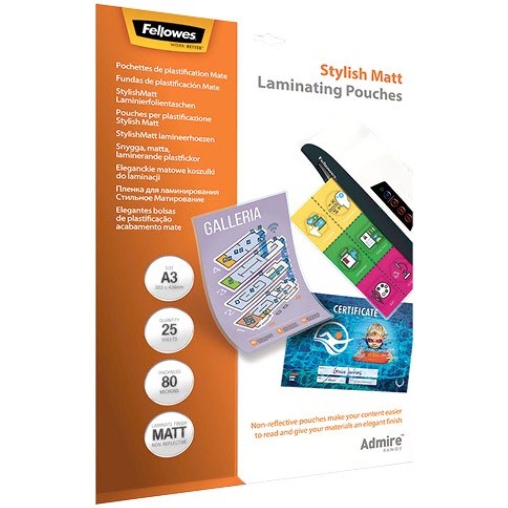 FELLOWES Schutzfolie Admire Stylish Matt Pouch A3 80 Mic - Laminierfolien - transparent