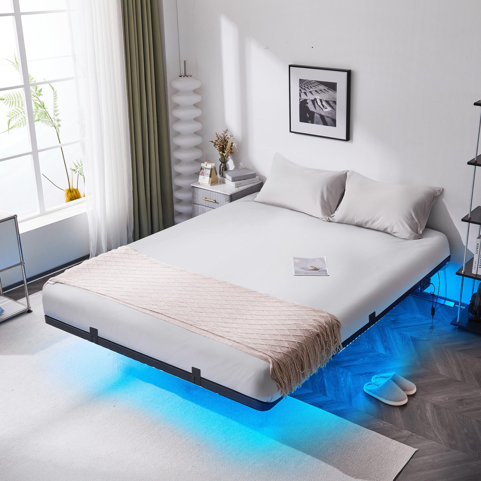 VINGLI Bettgestell, Metallbett schwarz, Schwebenbett 90x200cm/140x200cm/180 günstig online kaufen