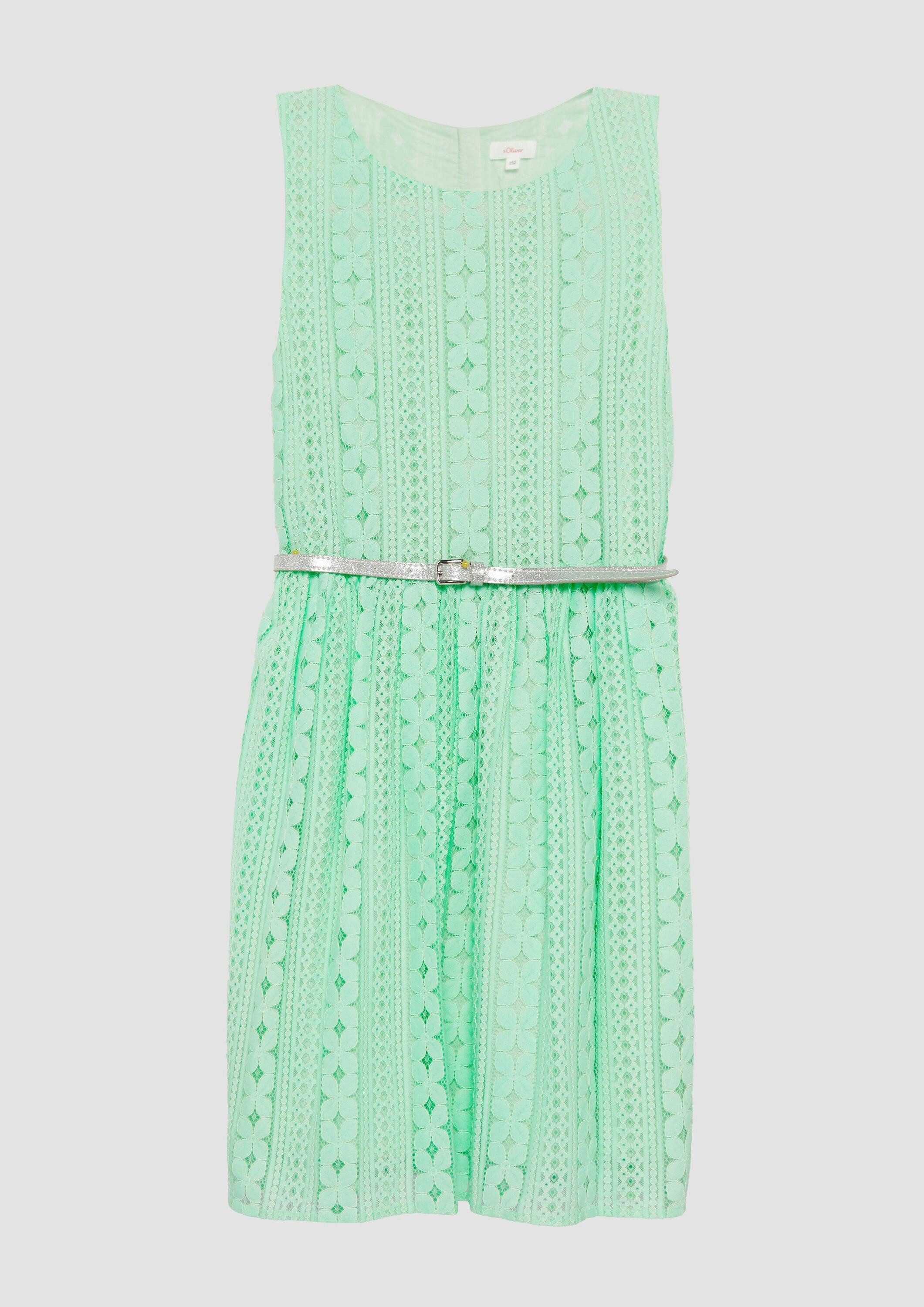 s.Oliver Minikleid Kleid Festliches Spitzenkleid mit Glitzergürtel (1-tlg)
