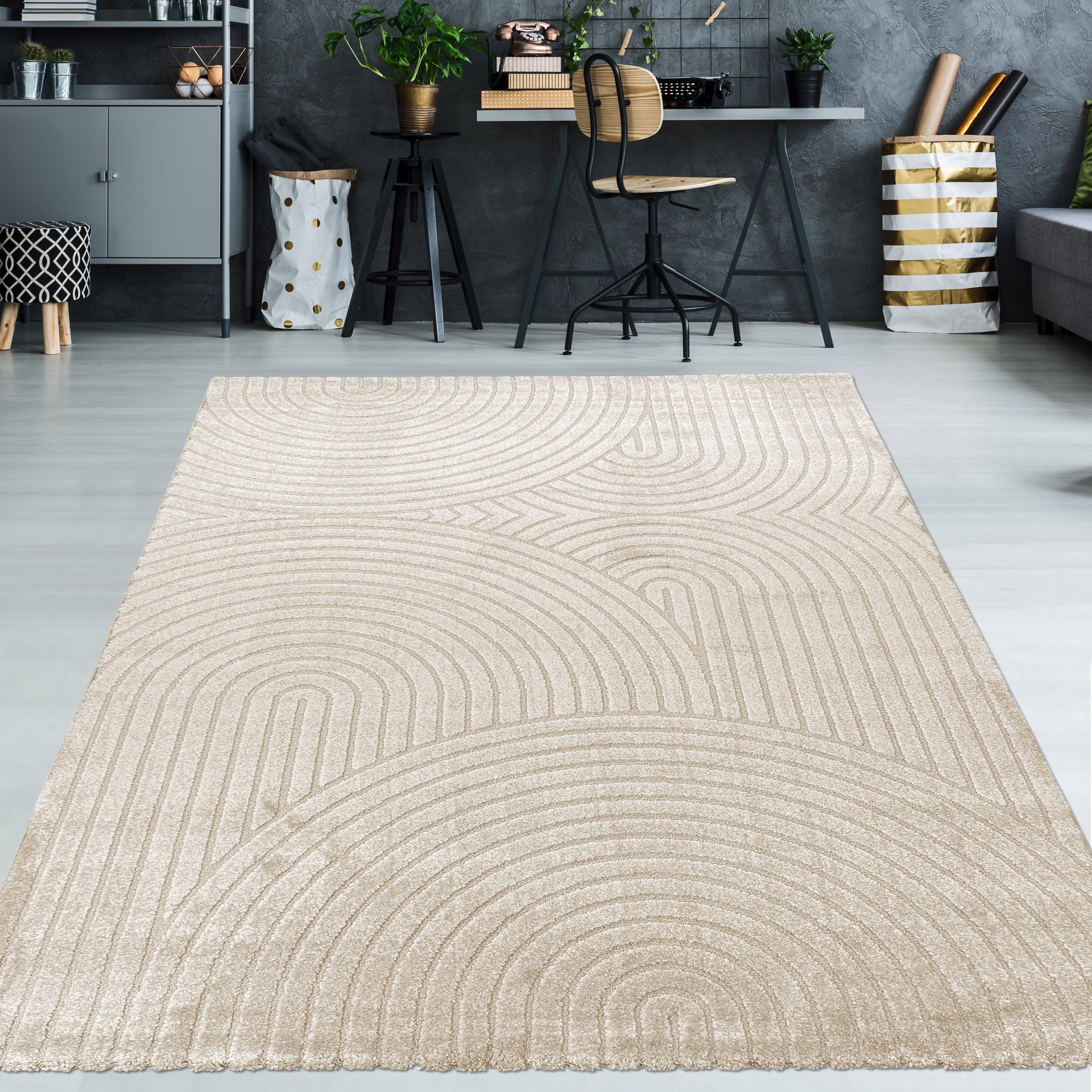 TeppichHome24 Teppich Moderner Teppich mit geometrischem Bogenmuster Stilvo günstig online kaufen